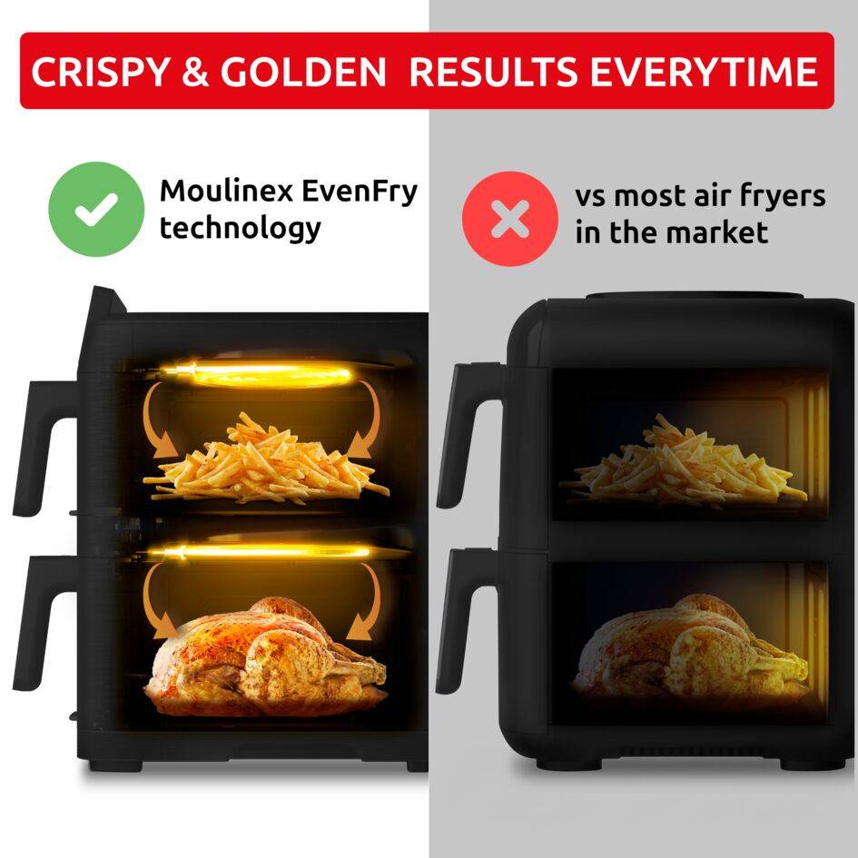 Dual Easy Fry Crispy Stack EZ7528F0 Verticale airfryer – 8 programma’s – 6L + 4L