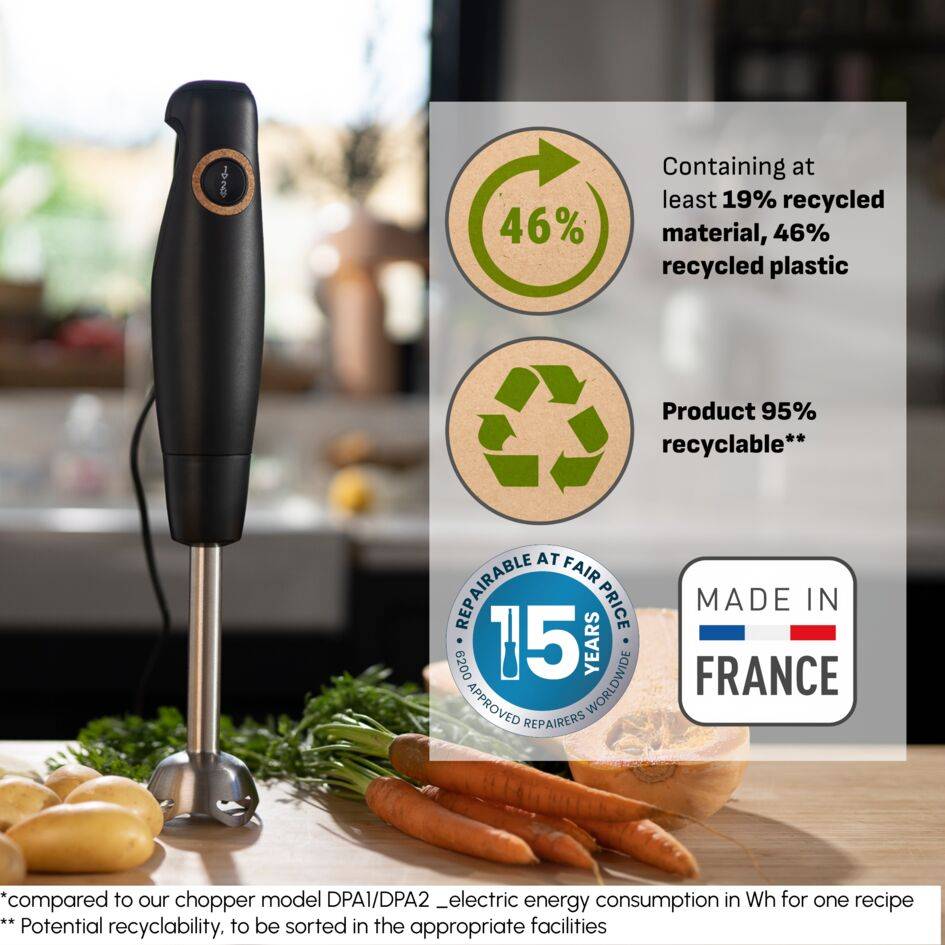 Eco Respect DD46E810 Mixeur plongeant - 600W - 2 accessoires - Éco-conception