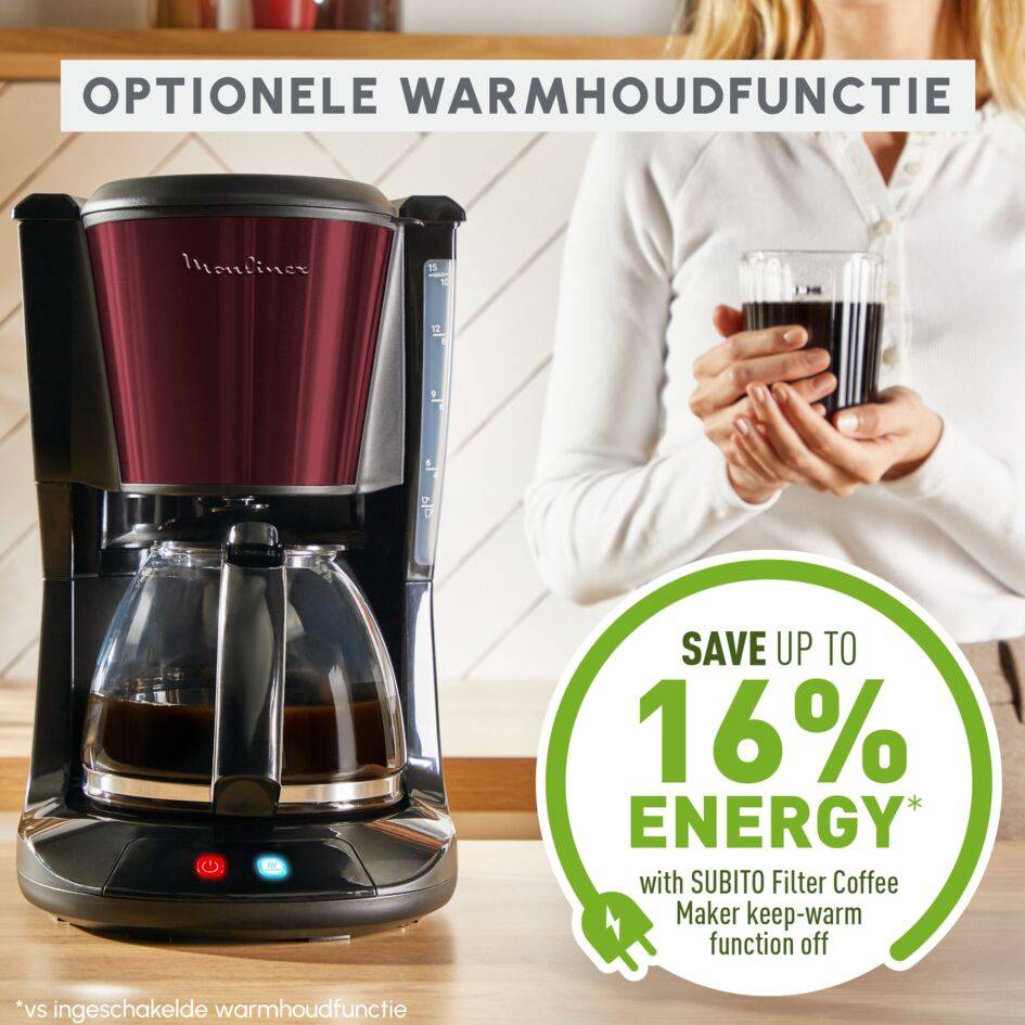 Subito, filterkoffiezetapparaat, optionele warmhoudfunctie, modern ontwerp, zwart en tannine