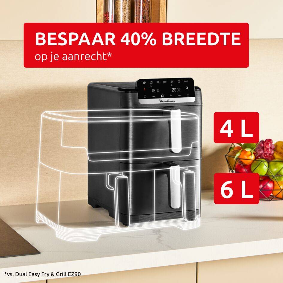 Dual Easy Fry Crispy Stack EZ7528F0 Verticale airfryer - 8 programma’s - 6L + 4L