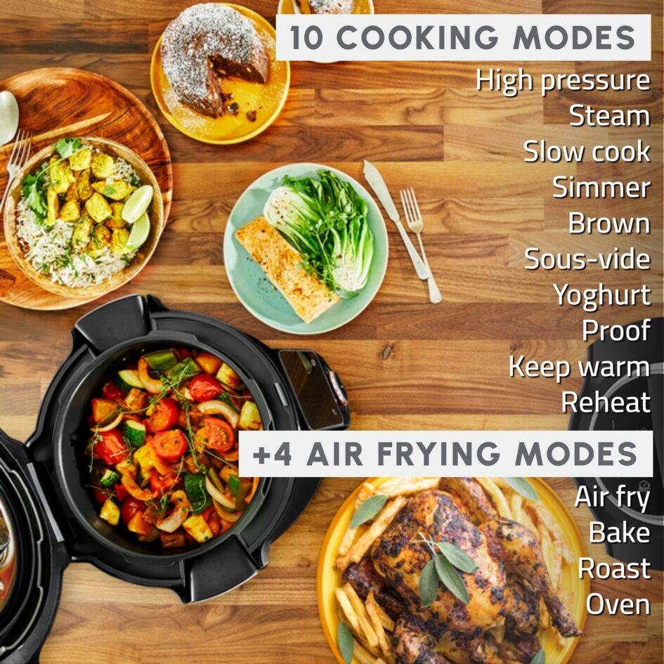 Cookeo Wifi 10-in-1 CE96X8F0 Intelligente hogedruk multicooker - 14 programma's + Extra Crisp - air fryer accessoire 