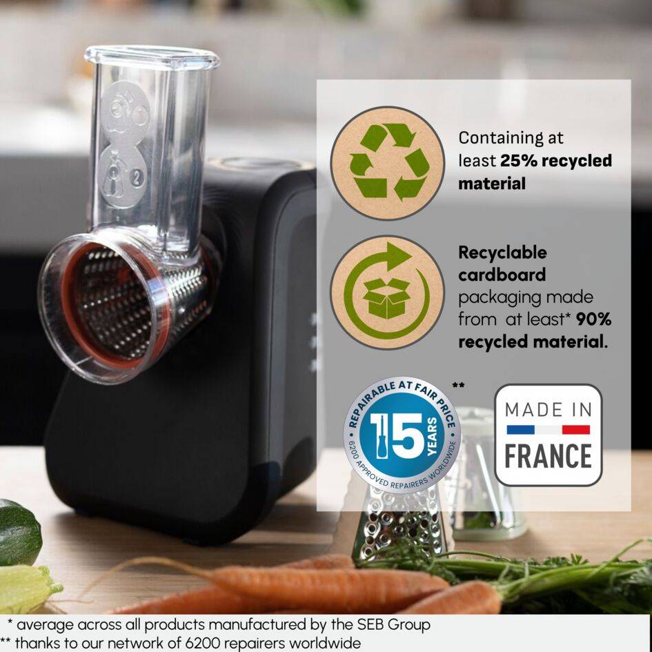 Fresh Express Eco Respect DJ77EN10 Coupe-légumes - 150W- 3 accessoires - Éco-conception