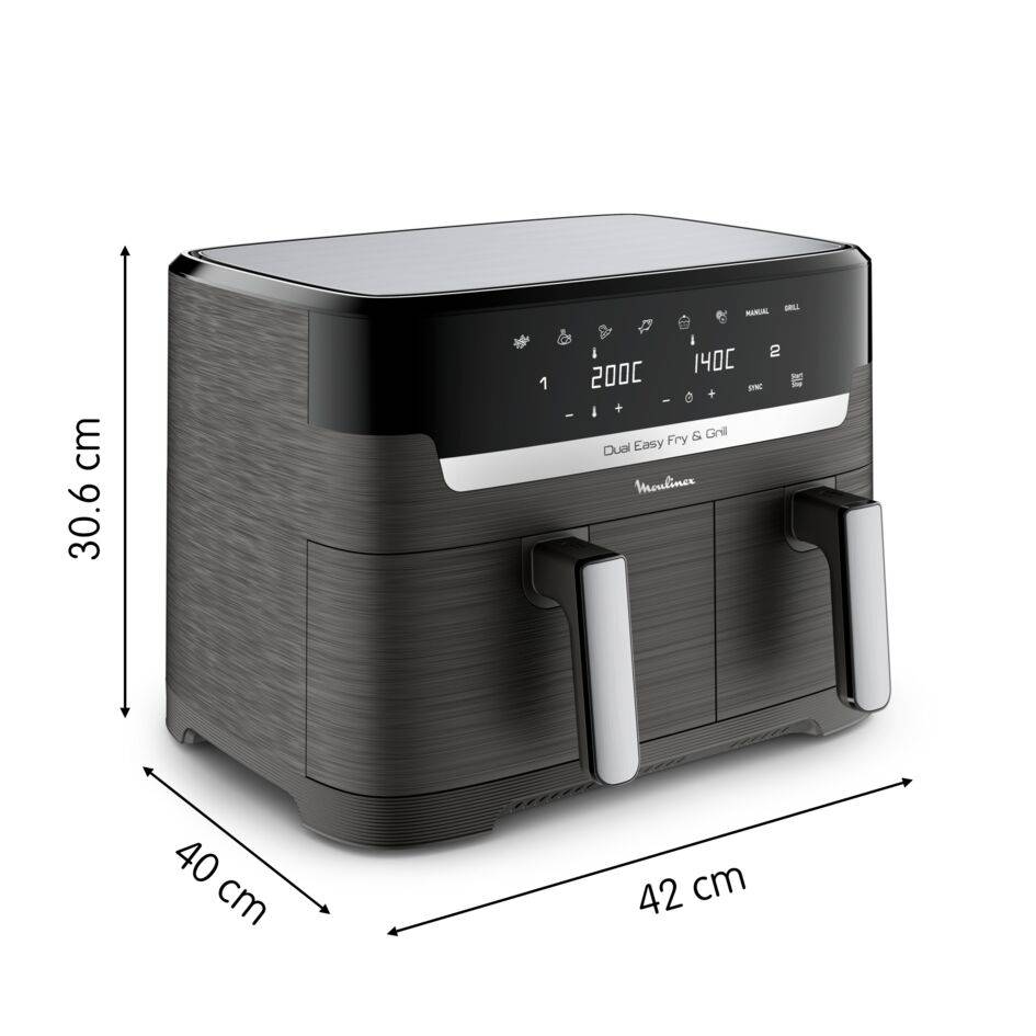 GEREVISEERD - Dual Easy Fry & Grill EZ905B20 Air fryer - 8 programma's - 5,2L + 3,1L