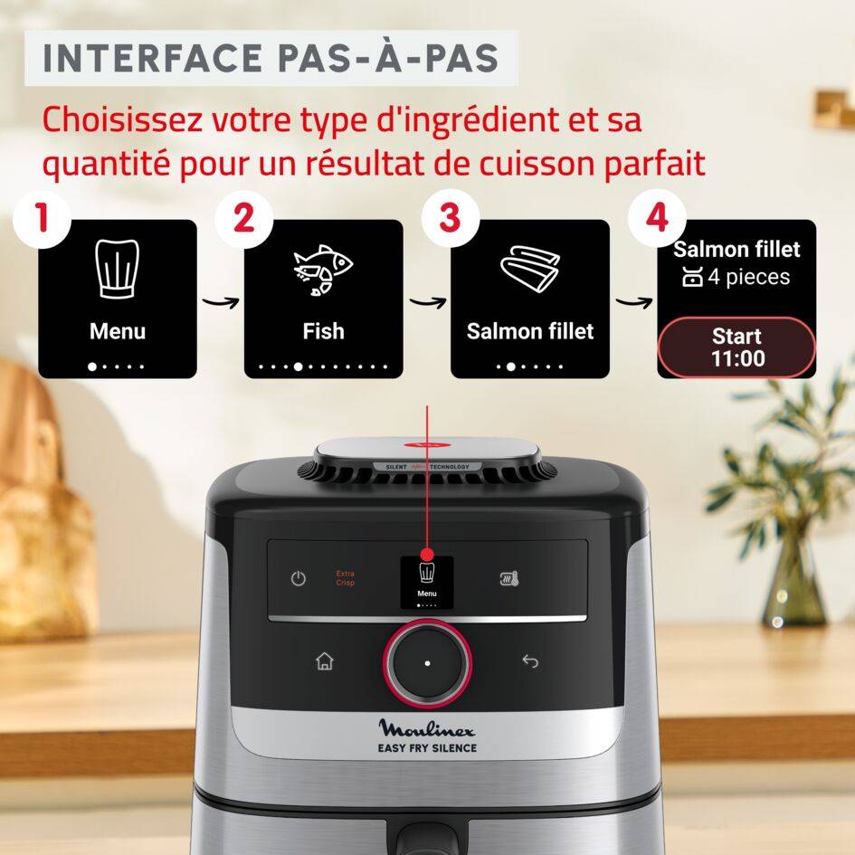Easy Fry Silence, Air fryer, 5 L, Technologie Silence, Système Smart Assist