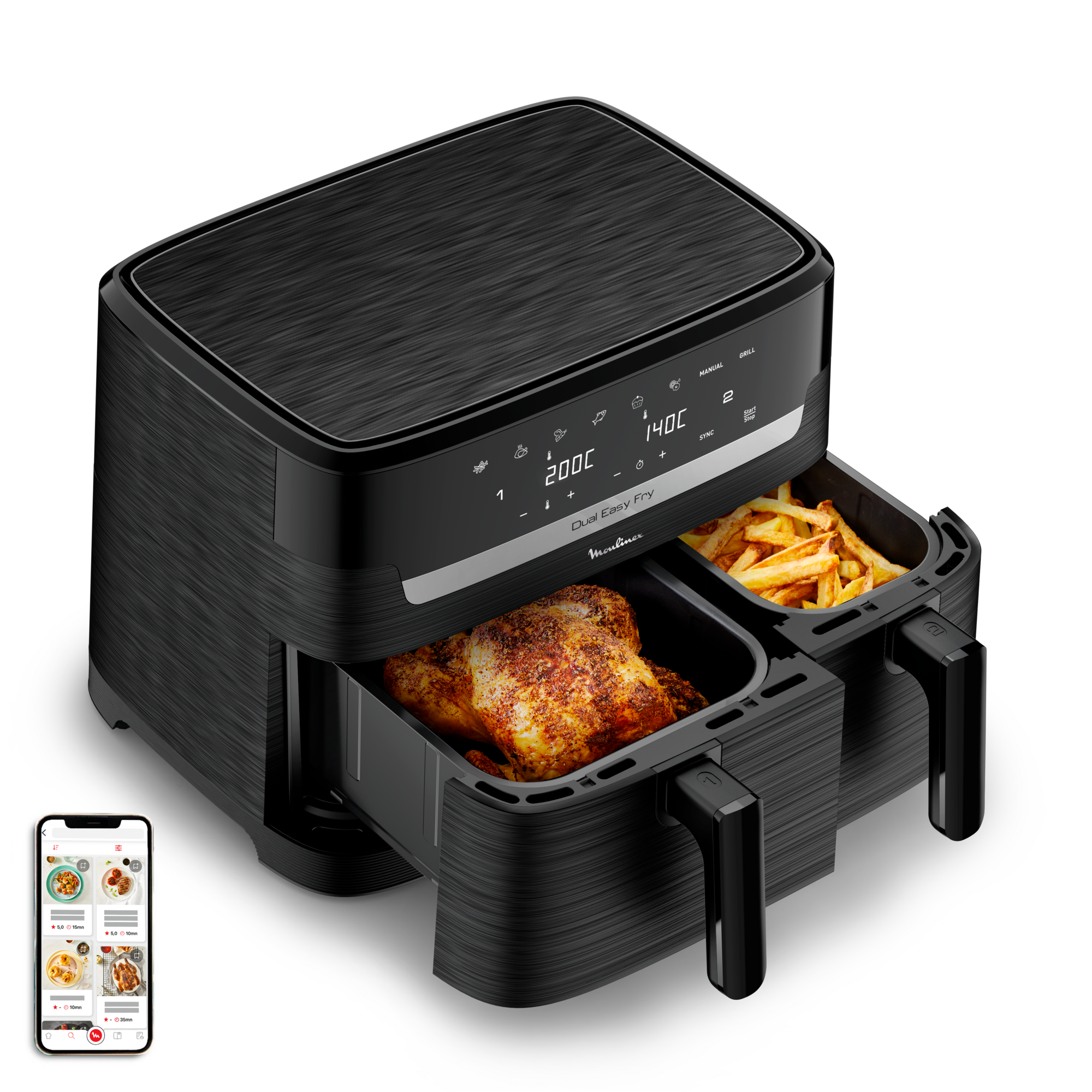 Dual Easy Fry, Air Fryer, 8.3 L, deux tiroirs