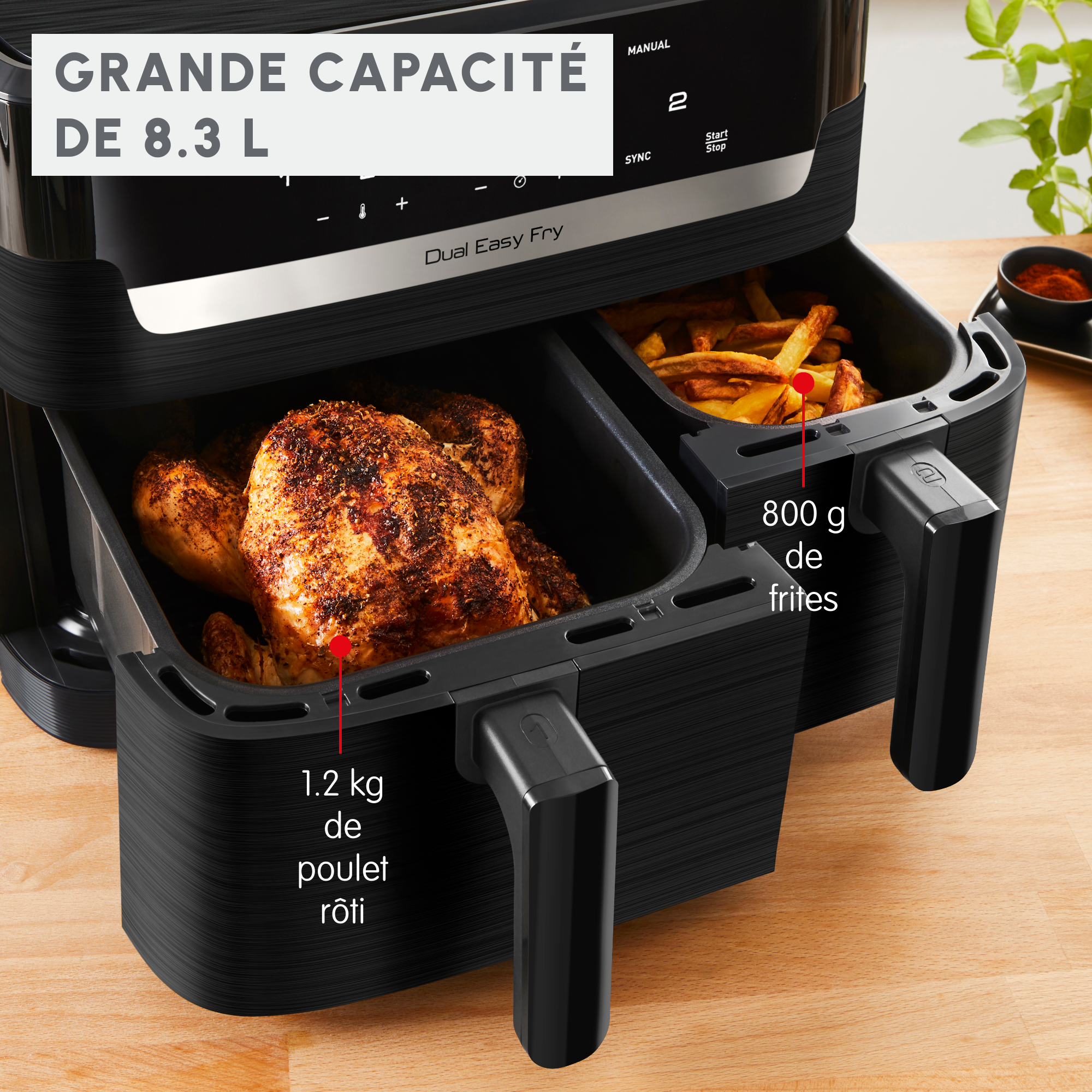 Dual Easy Fry, Air Fryer, 8.3 L, deux tiroirs