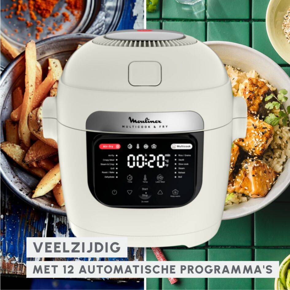 Multicook & Fry, heteluchtfriteuse en multicooker, 12 automatische programma's, knapperige resultaten