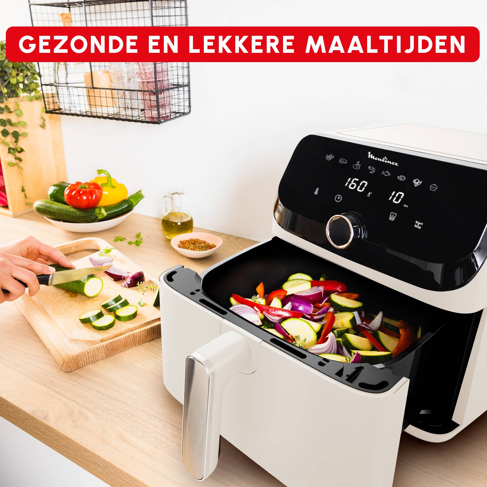 Easy Fry Mega, air fryer, extra grote inhoud 7,5 L, 8 vooraf ingestelde programma's