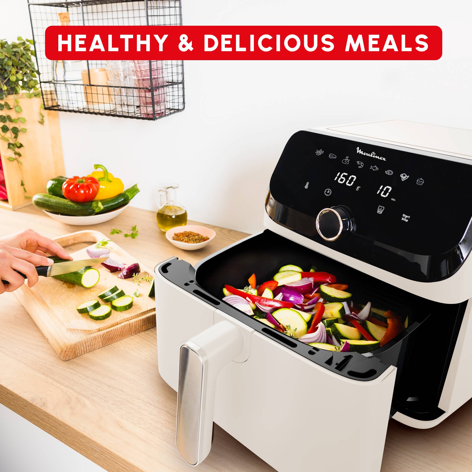 Easy Fry Mega Collection Spéciale Ivoire, air fryer, très grande capacité 7.5 L, 1 tiroir, 8 programmes