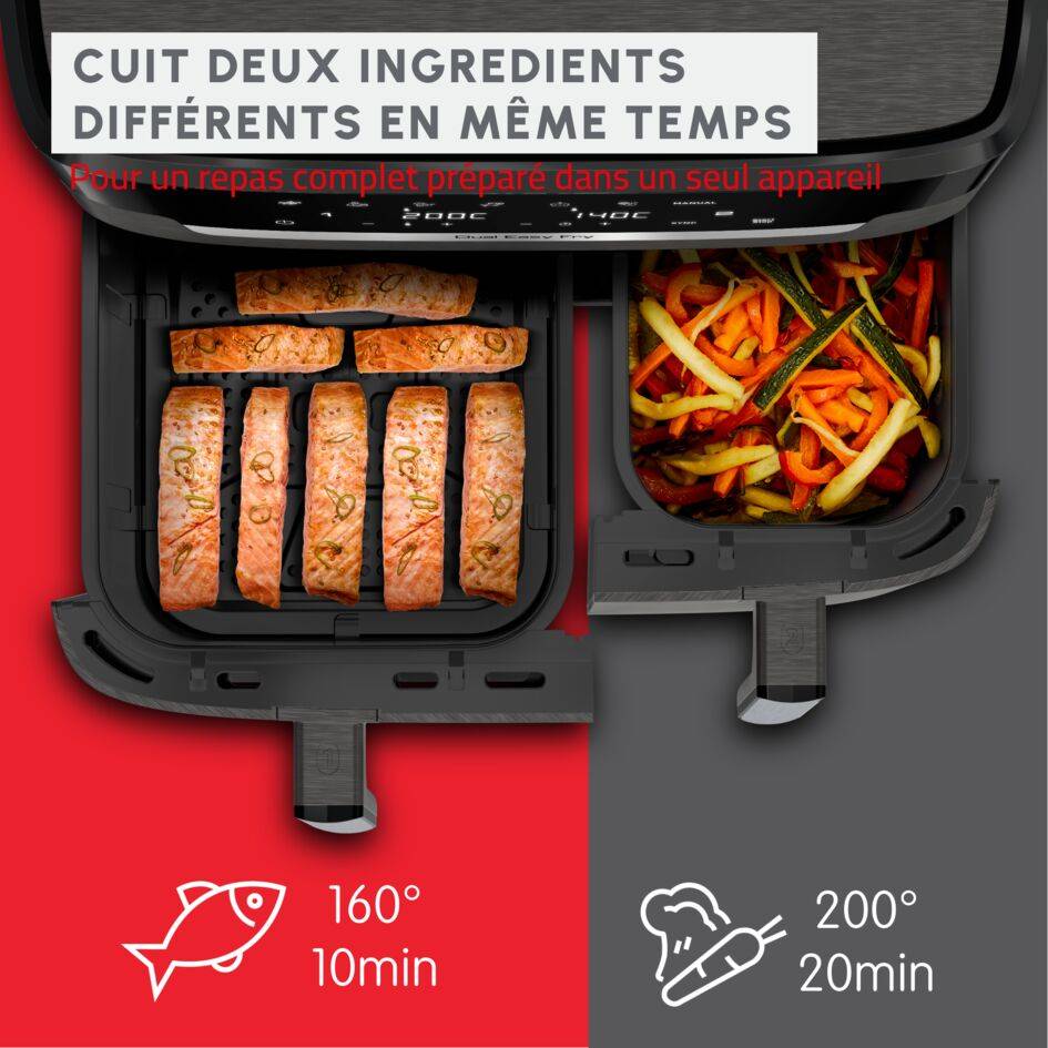 Air fryer Easy Fry Dual XXL, Double air fryer XXL, Cuisson synchronisée, Capacité de 11 L