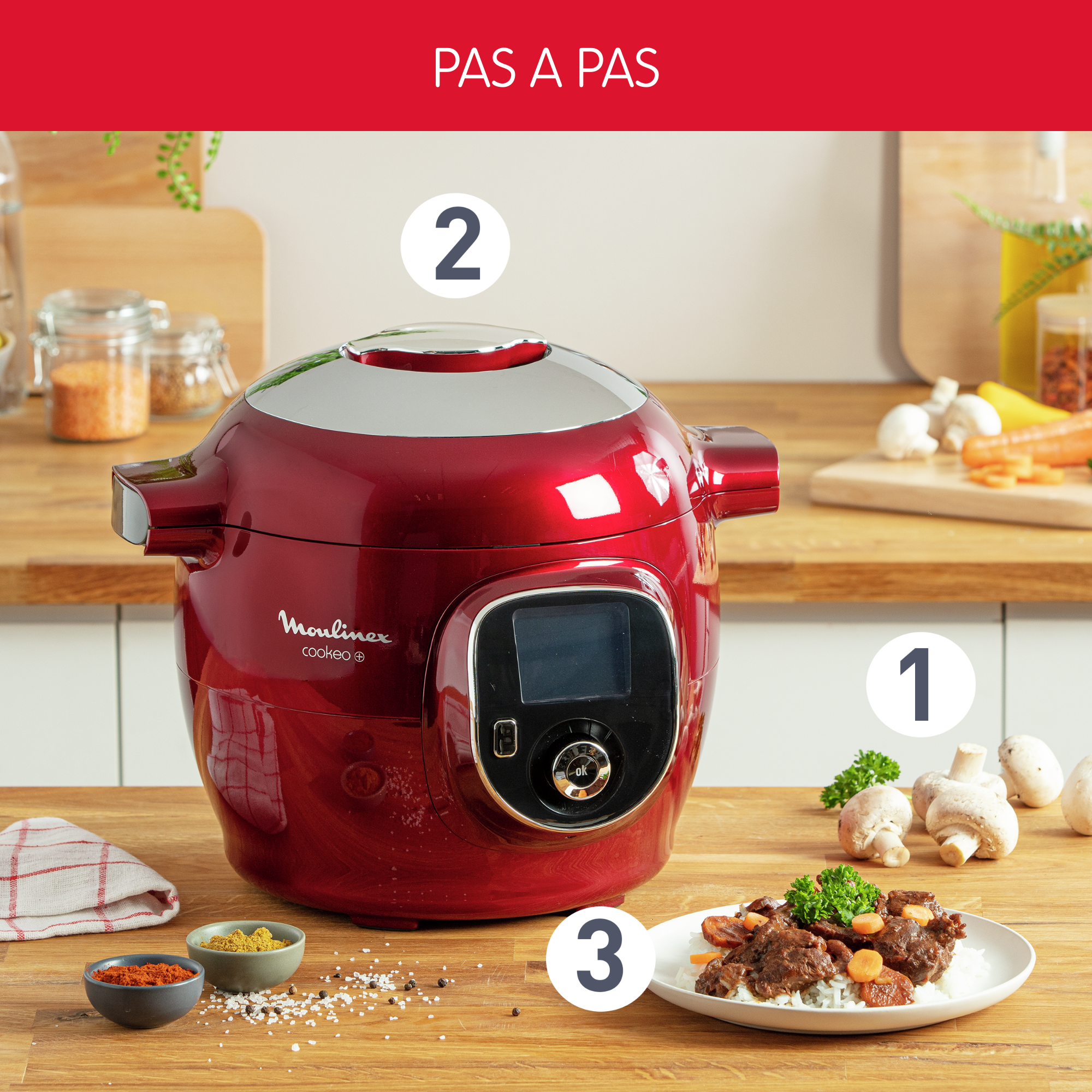 Cookeo+ CE85B510 Multicuiseur intelligent haute pression - 6 programmes - 180 recettes