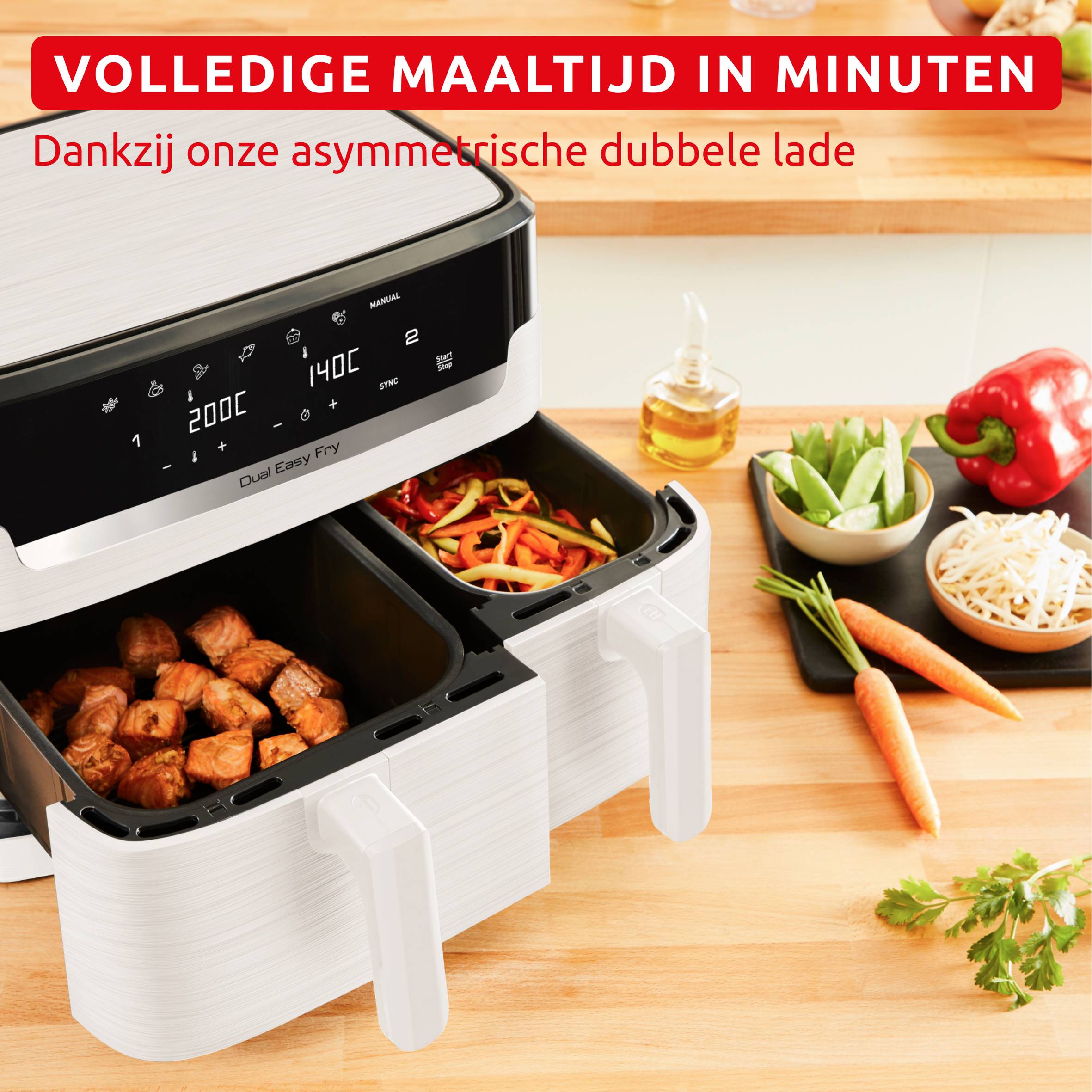 Dual Easy Fry EZ901AF0 Airfryer – 6 programma’s – 8 L – Speciale Ivoor Collectie