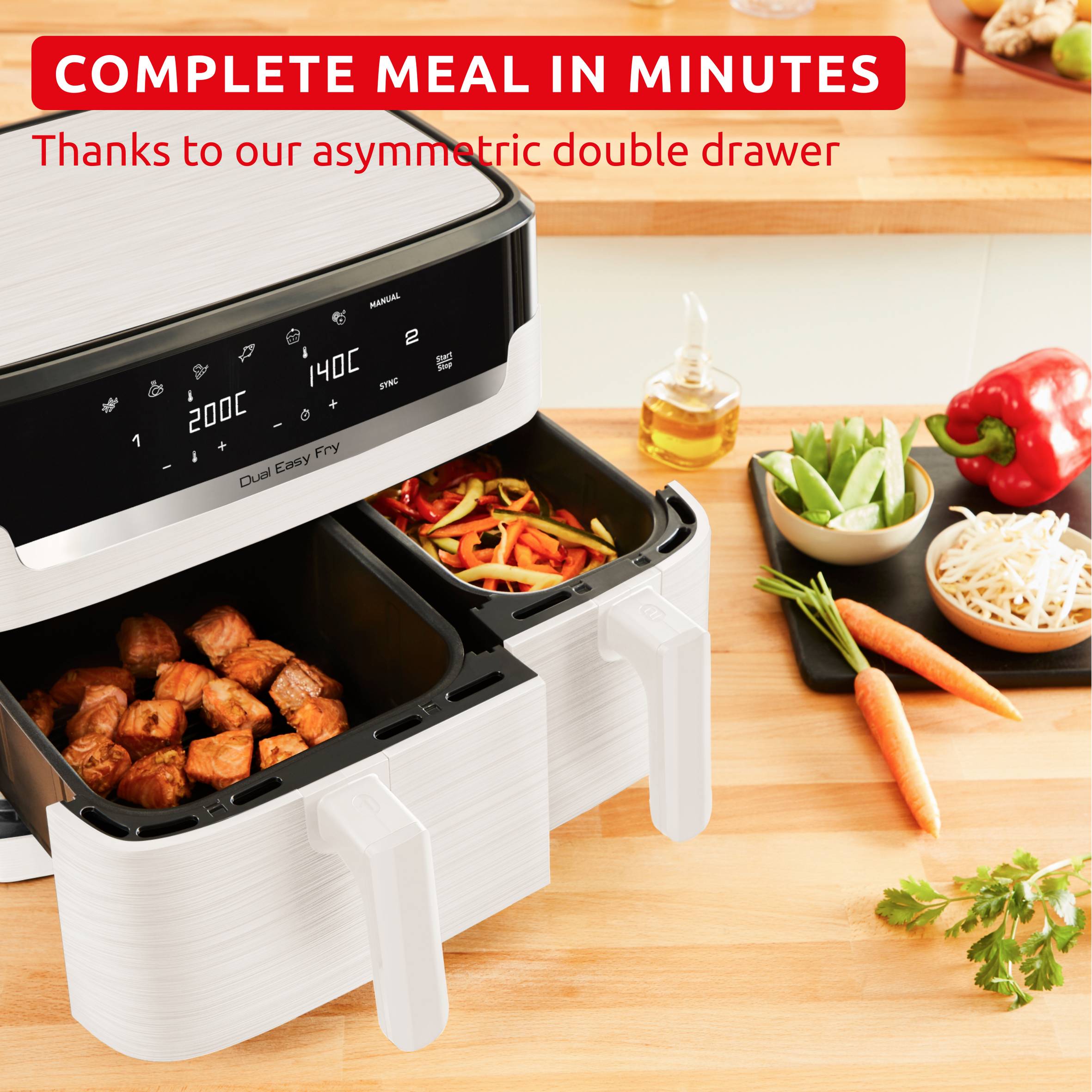 Dual Easy Fry EZ901AF0 Air fryer - 6 programmes - 8L - Collection spéciale Ivoire