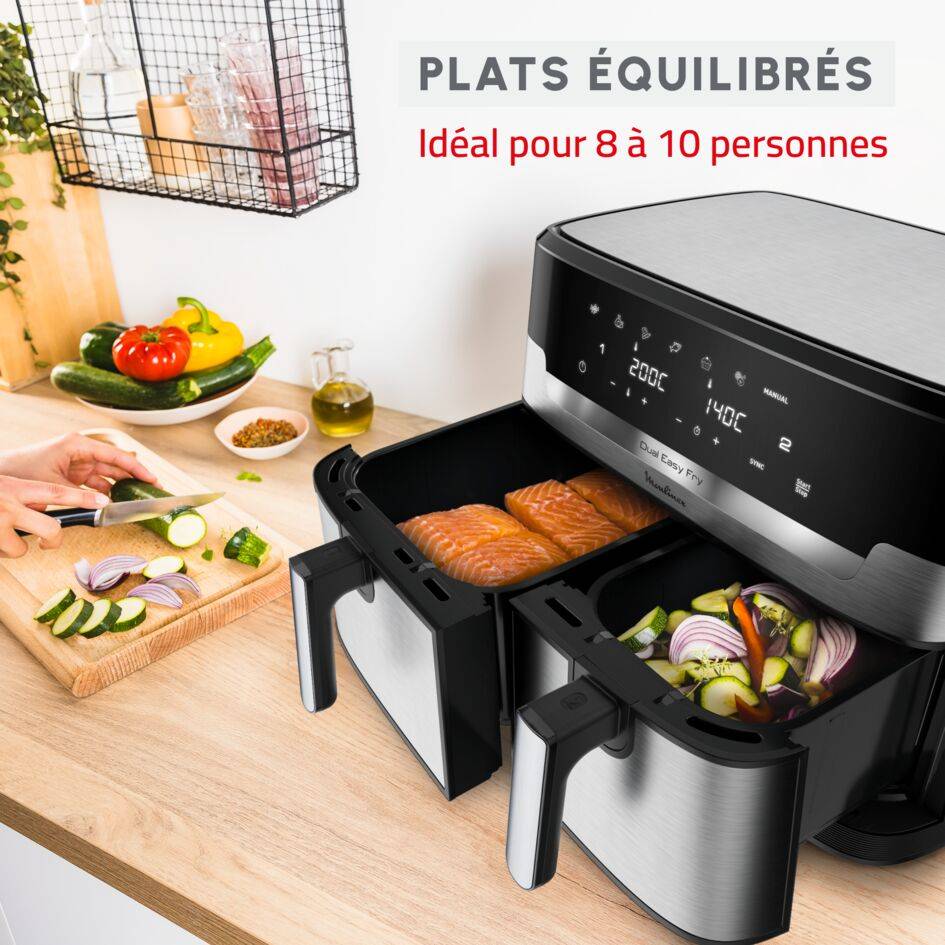 Dual Easy Fry XXL, Double air fryer XXL, Cuisson synchronisée, 11&nbsp;L, 8&nbsp;personnes et +
