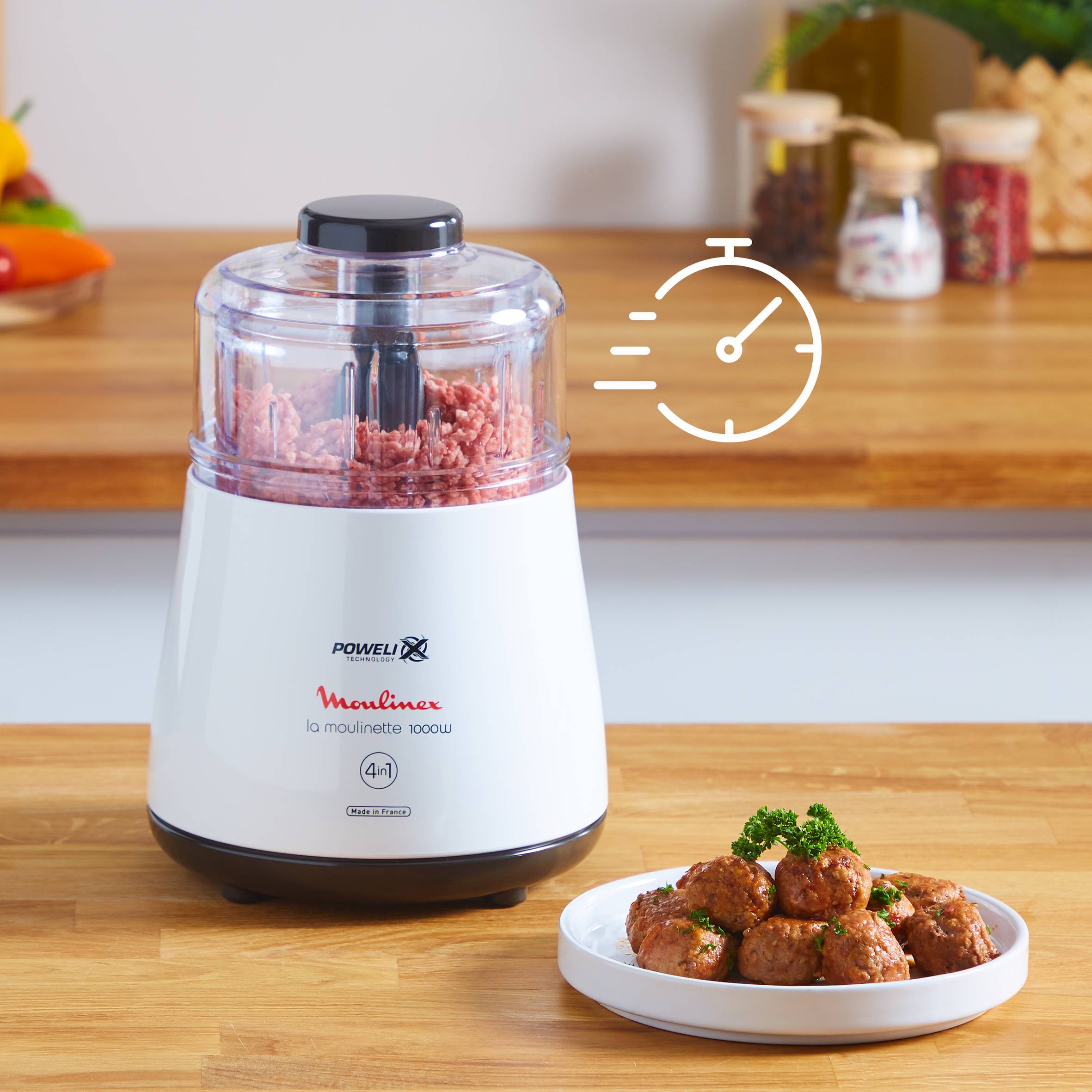 Moulinette Powelix DPA110 Hakmolen - 1.000W - 4 functies