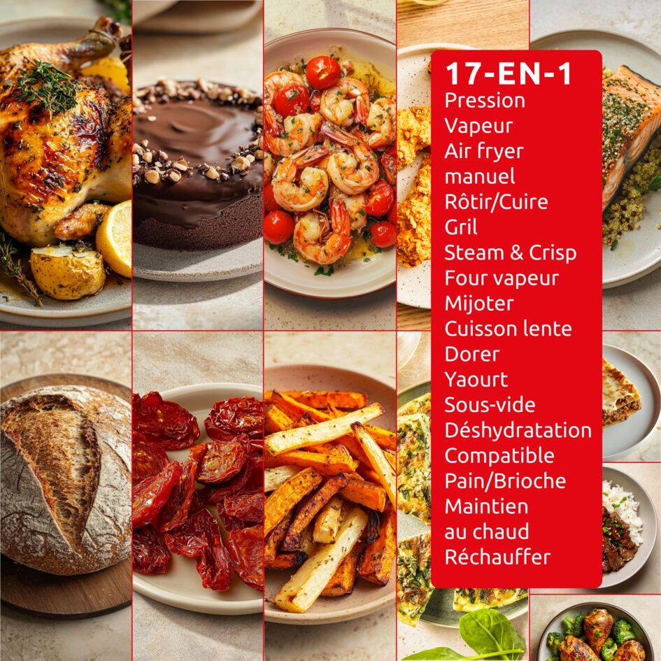 Cookeo Infinity CE97GUF0  Multicuiseur intelligent haute pression + air fryer - 17 programmes - Recettes illimitées - Connecté