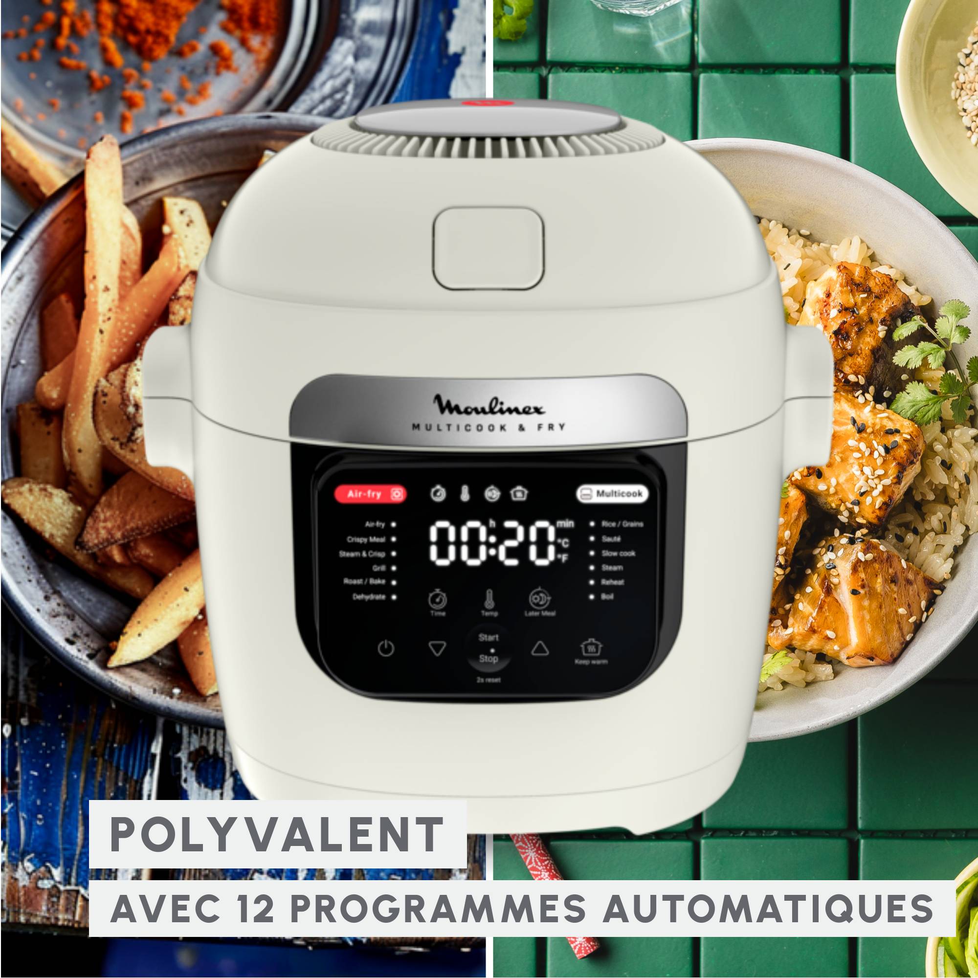 Multicuiseur et friteuse à air Multicook & Fry, 12 programmes automatiques, Résultats croustillants