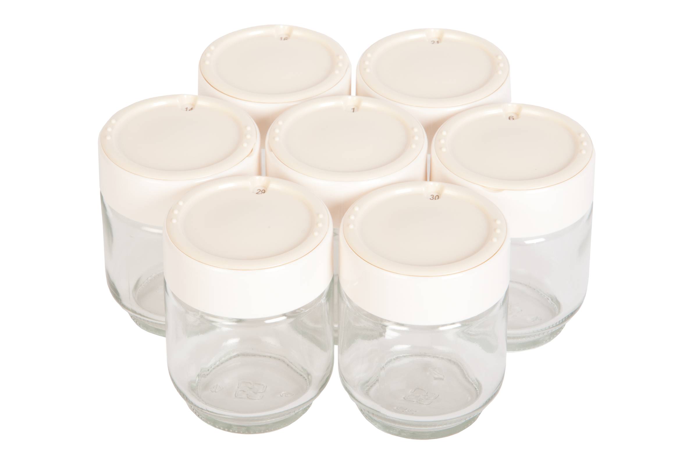 Lot de 7 pots en verre A14A03 pour yaourtière 
