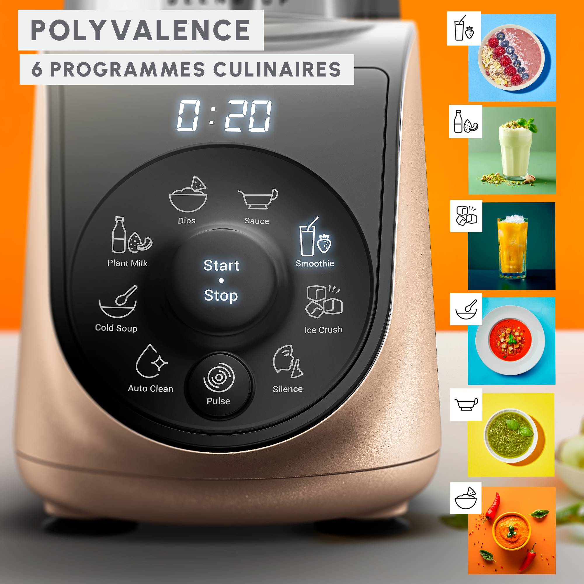 Blend Up, Mini blender puissant, 1 000 W, 8 programmes automatiques