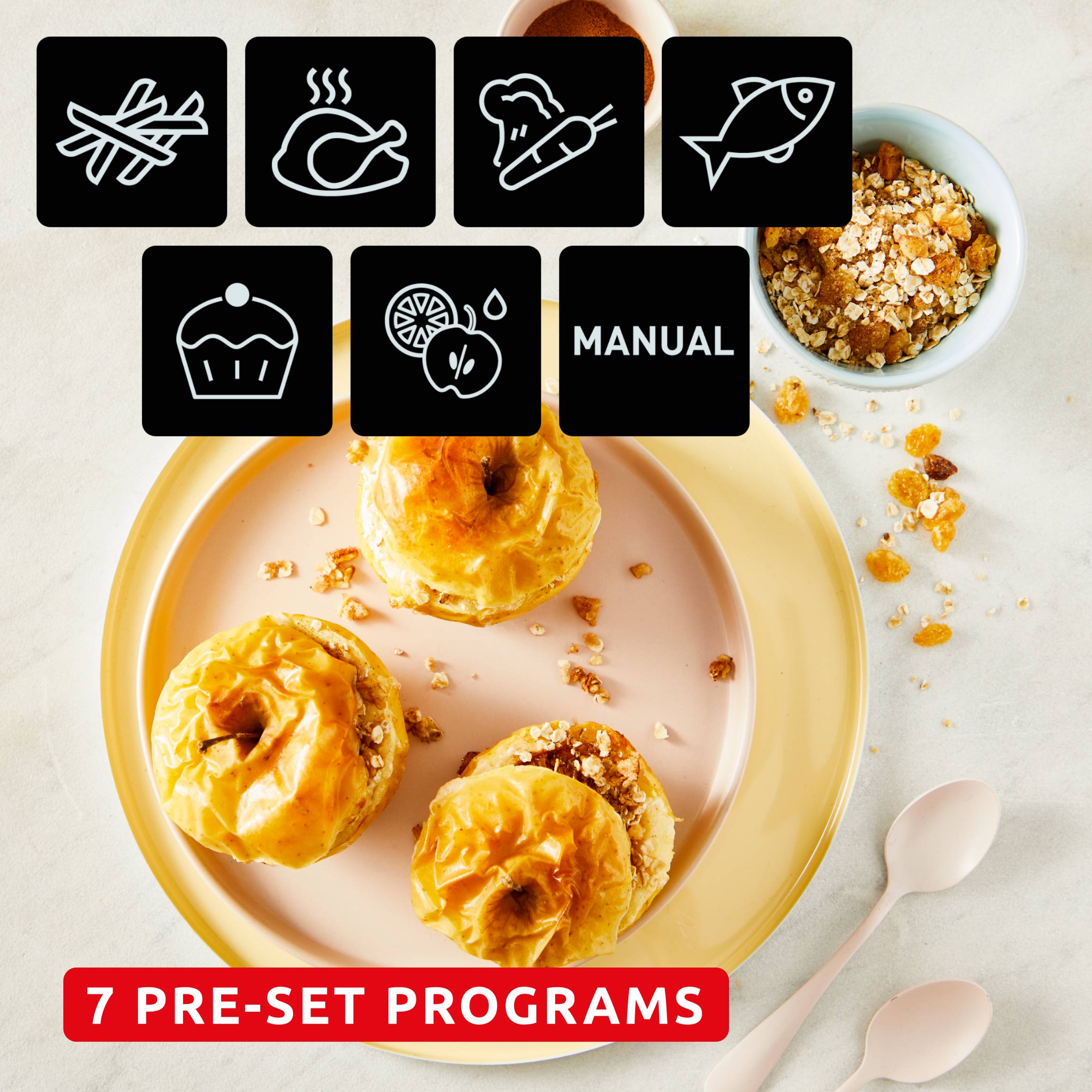 Dual Easy Fry EZ901AF0 Air fryer - 6 programmes - 8L - Collection spéciale Ivoire