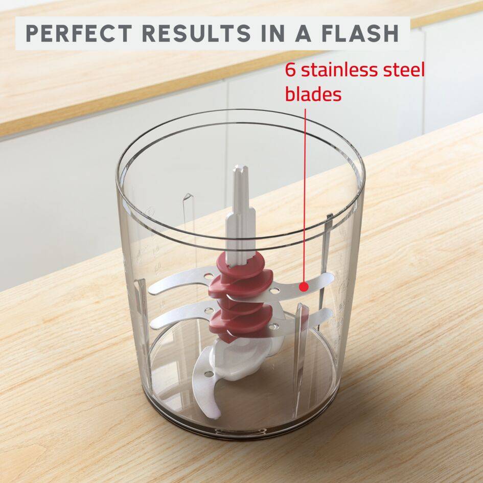 Multi Moulinette, 3-in-1 Electric Chopper, 500 ml Bowl, 6 Stainless Steel Blades