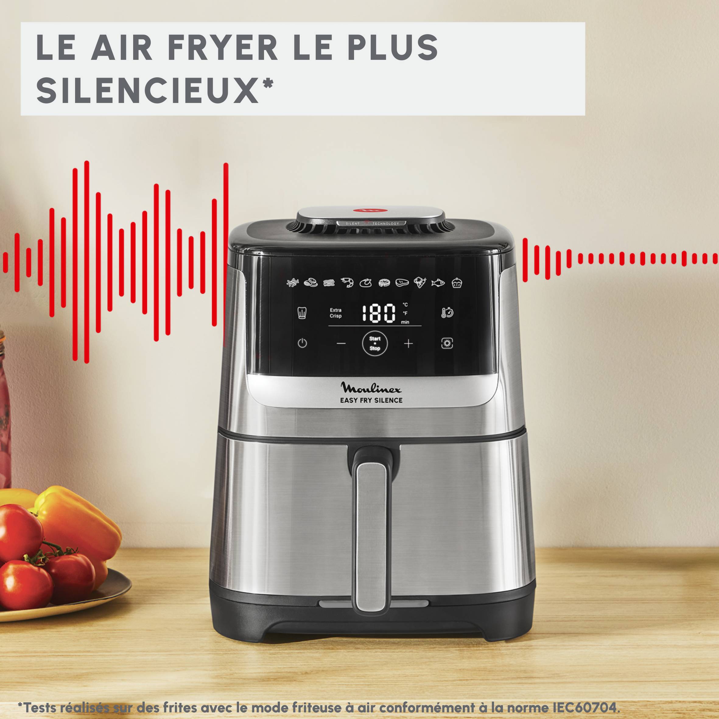 Easy Fry Silence EZ552DF0 Air fryer - 10 programmes - 5L - Technologie Silencieuse