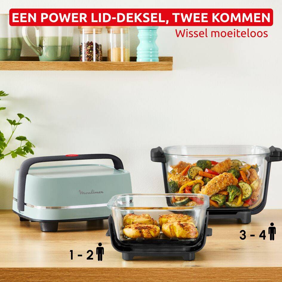 Crisp&Go FY7014E0 Glazen Air fryer - 4 programma’s - 2 Kommen van 1,4L en 3,8L