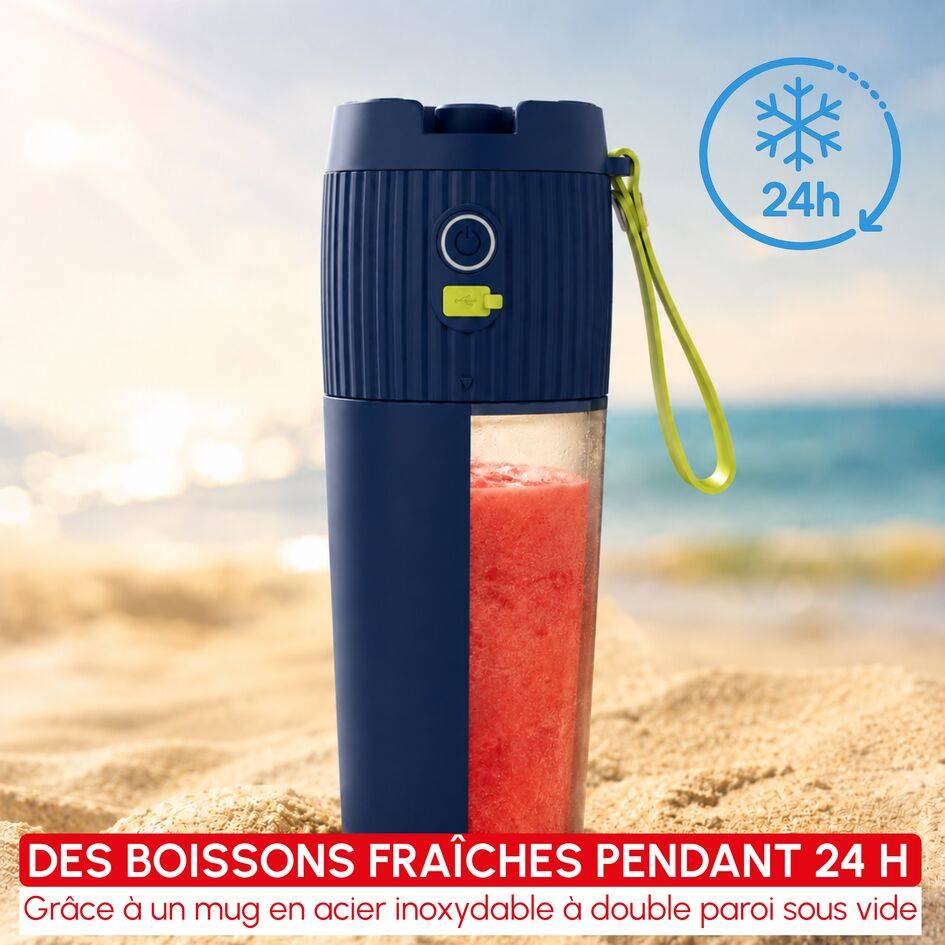 Lightmix+ LM1DV8F0 Blender portable - Gourde isotherme - 5 programmes- 450mL