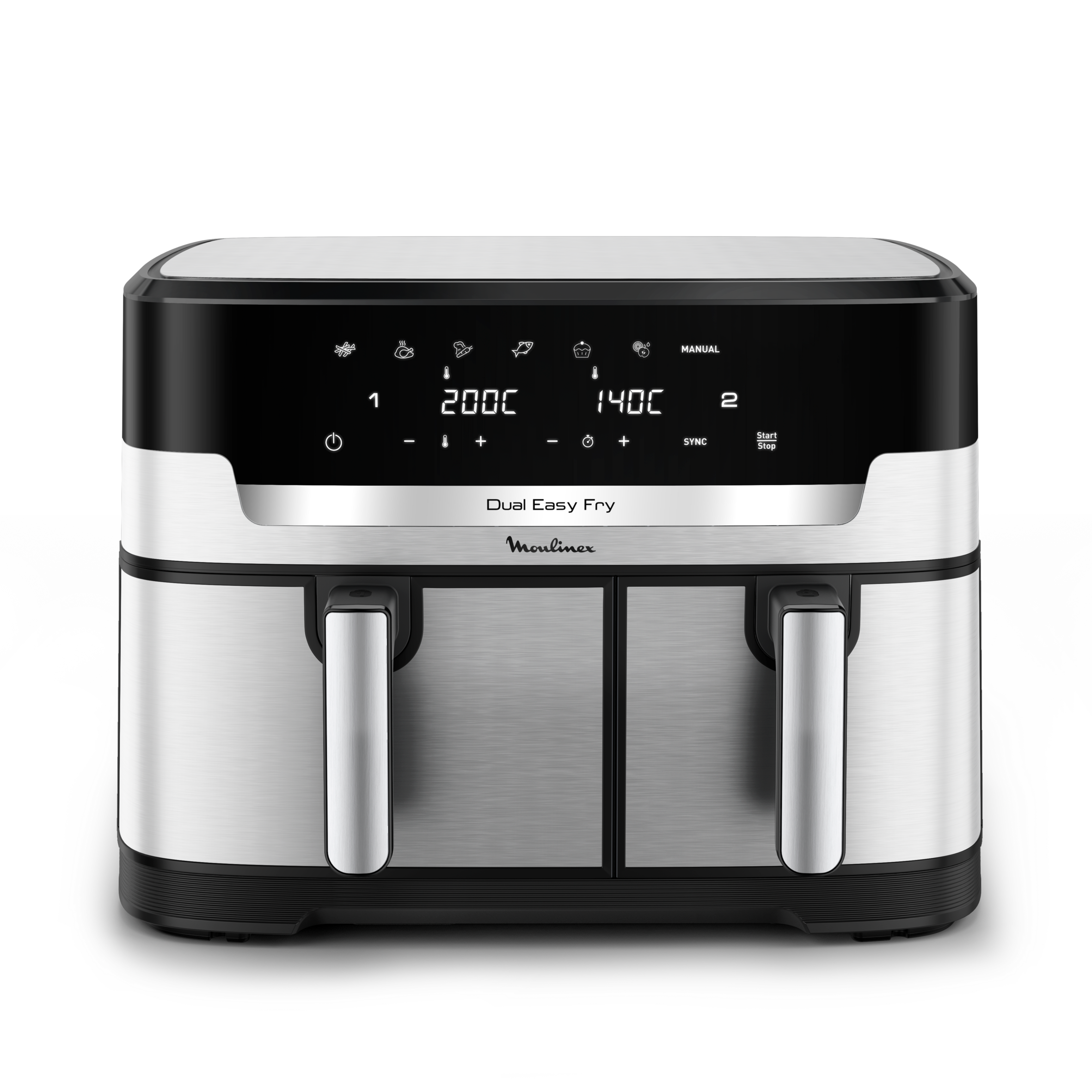 XXL Dual Easy Fry, XXL dubbele air fryer, gesynchroniseerde bereiding, 11 L inhoud, +8 personen