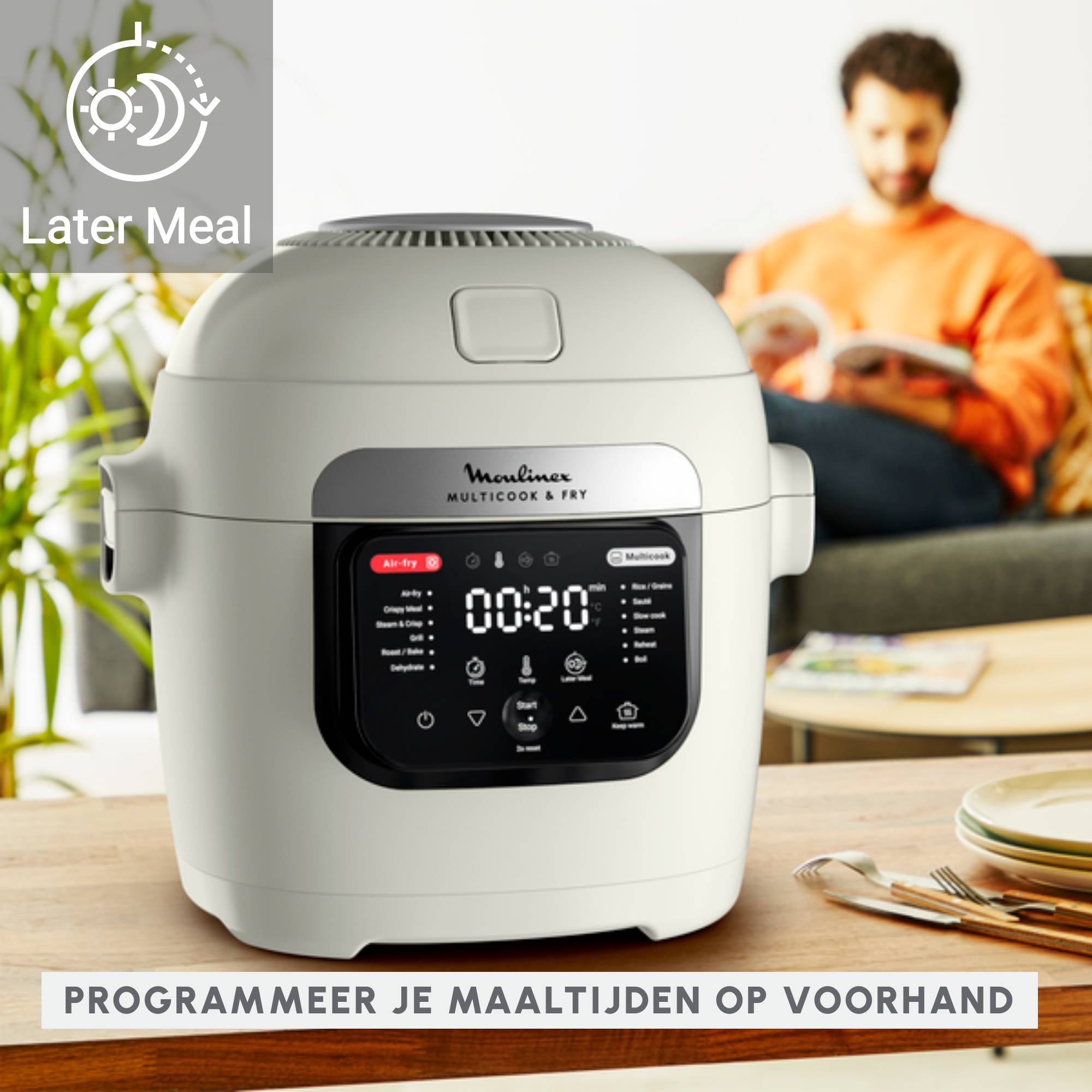 Multicook & Fry, heteluchtfriteuse en multicooker, 12 automatische programma's, knapperige resultaten