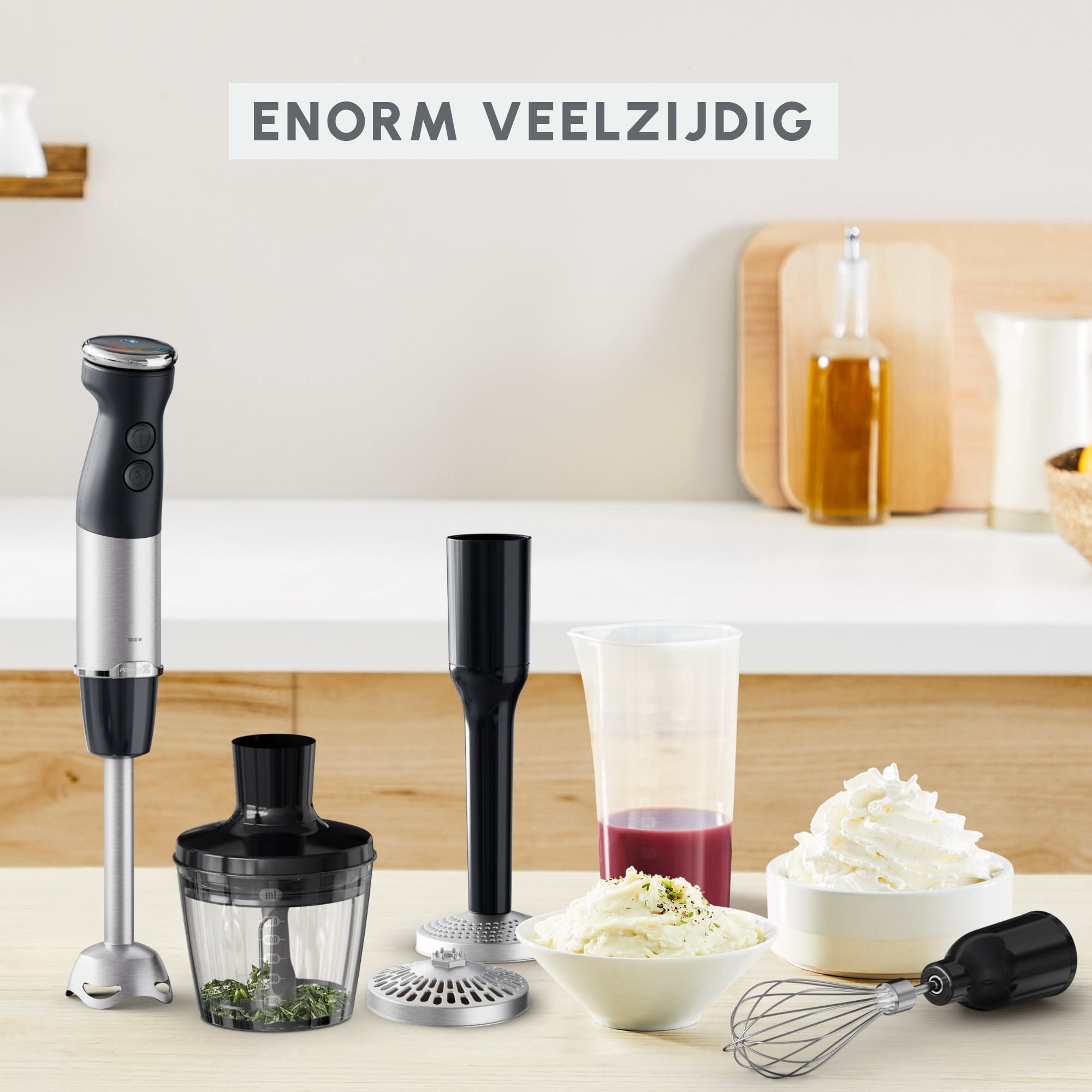 Quickchef+ DD674810 Staafmixer - 1000W - 4 accessoires - 20 snelheden