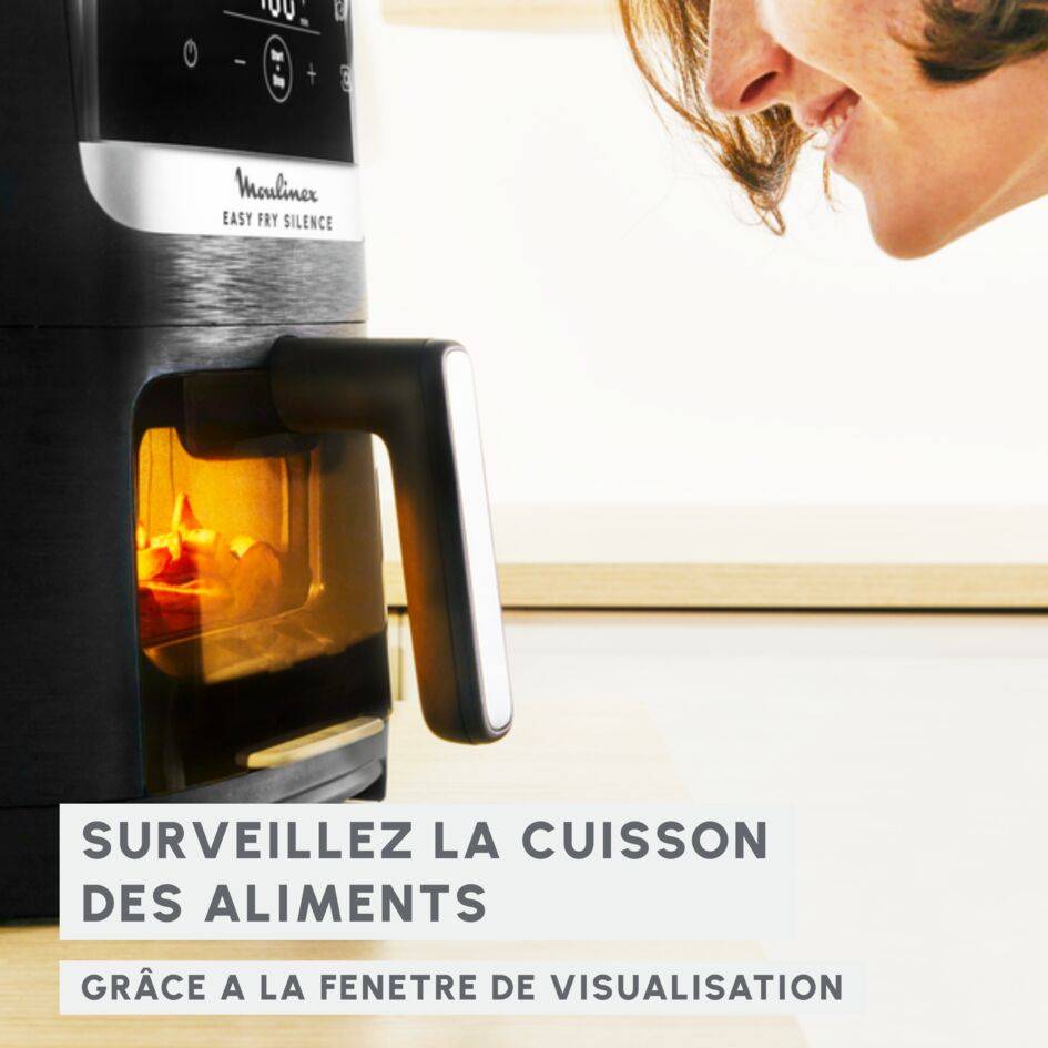 Easy Fry Silence avec hublot de contrôle, air fryer, 5 L, Technologie Silent, Noir