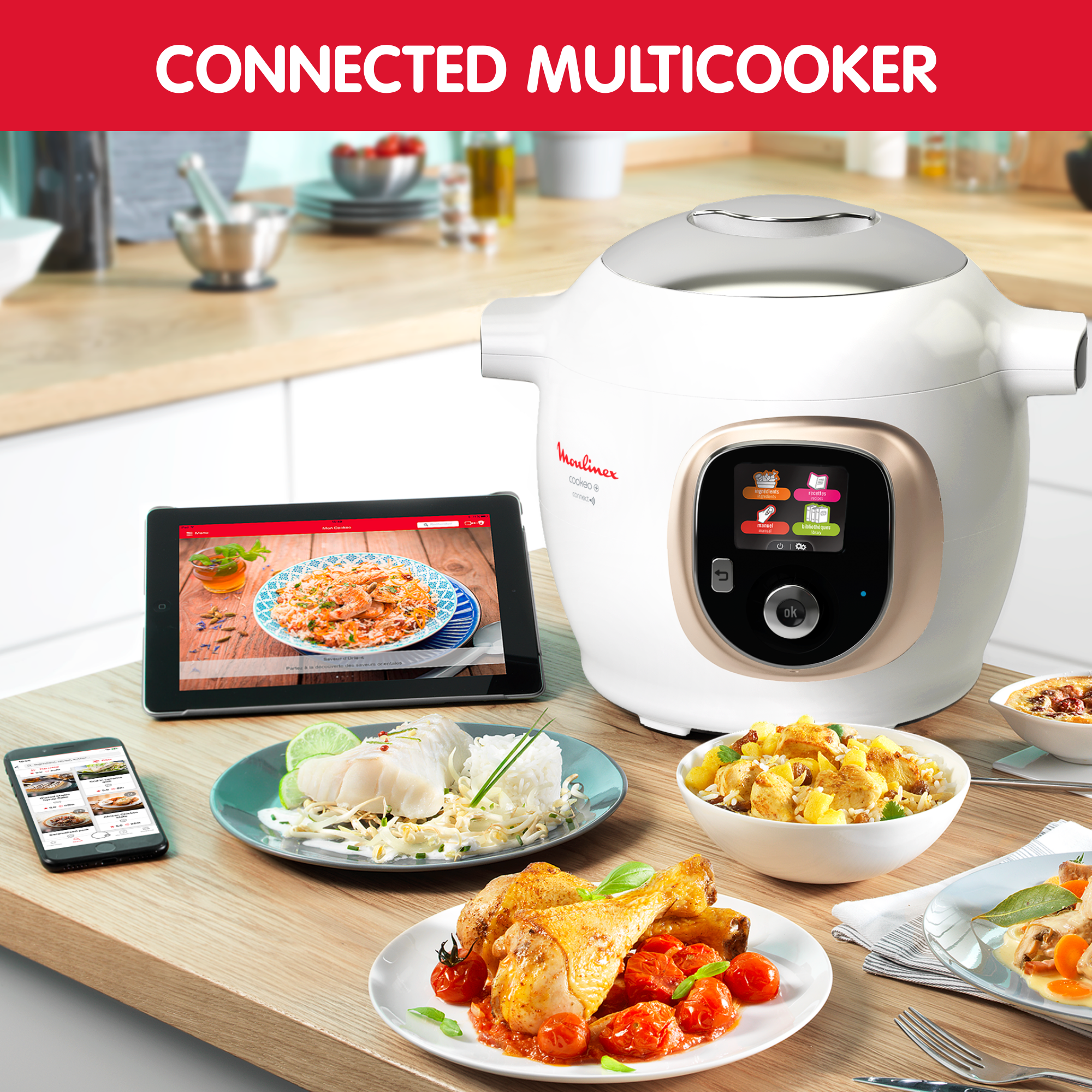 Cookeo+ Connect CE86DA10 Multicuiseur intelligent haute pression - 6 programmes - Recettes illimitées - Connecté