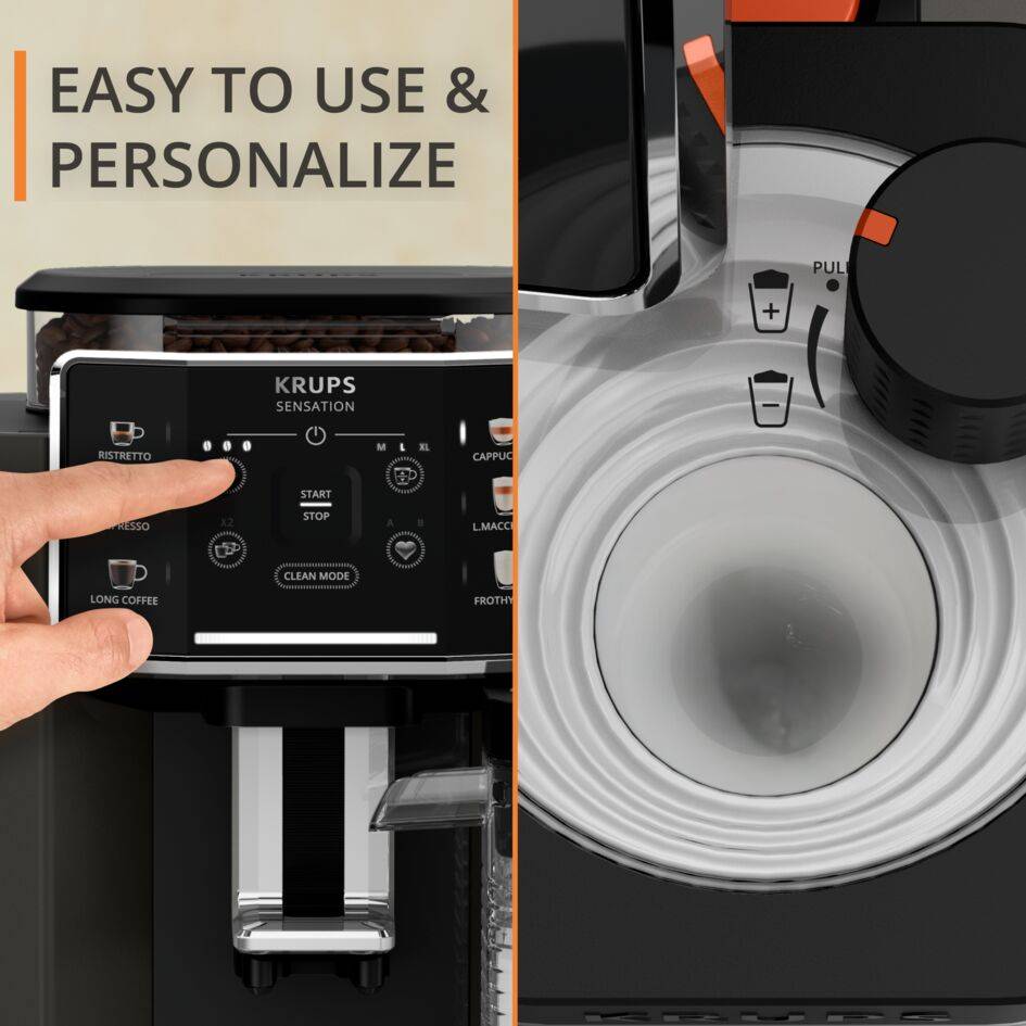 Sensation Milk EA912910 Machine à Espresso automatique à grains - 6 recettes de café - 1,7L - Pot à lait