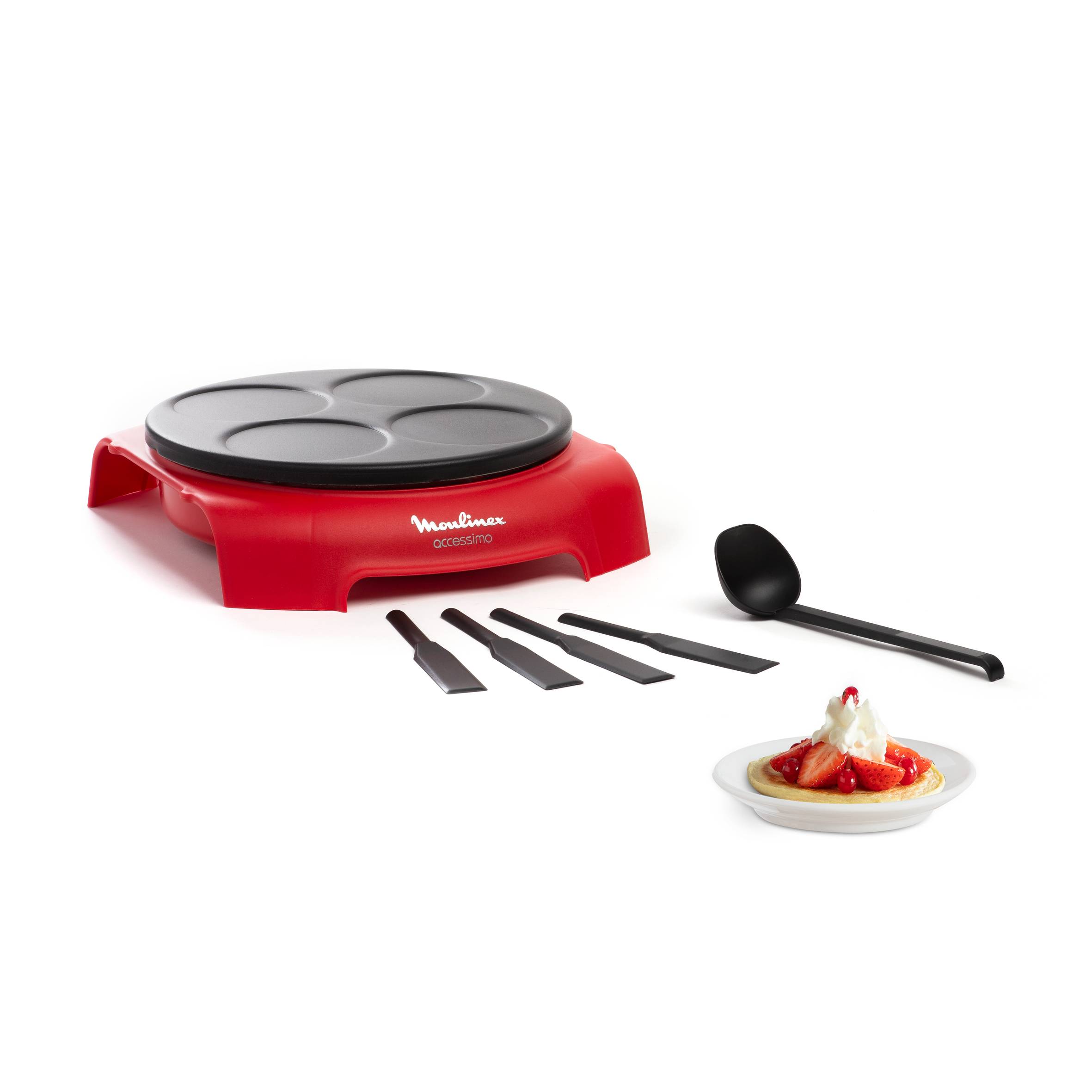 Accessimo PY312511 4 Appareil à crêpes - 4 empreintes + 5 accessoires