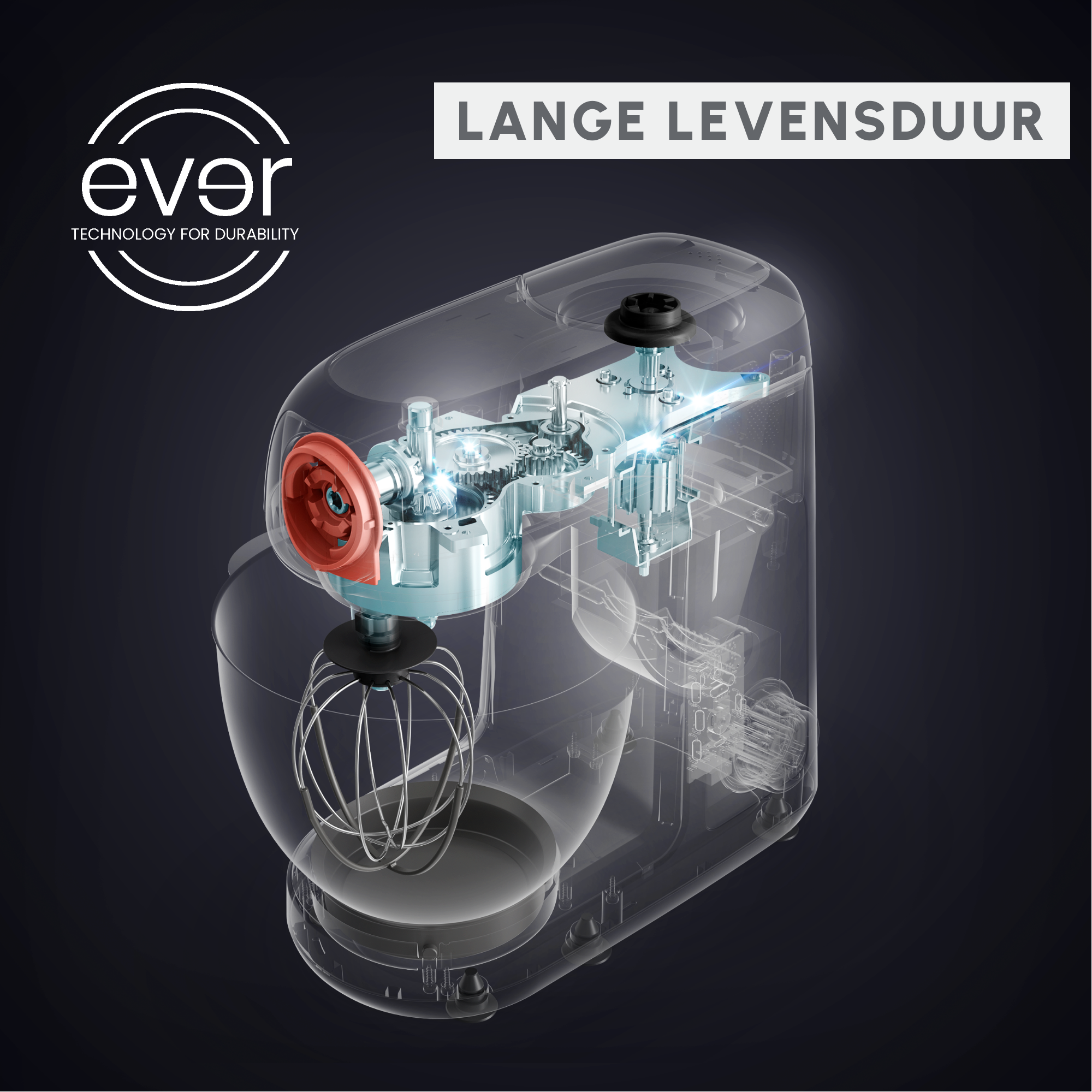 Bake Partner QA525810 Keukenmachine - 1100W - 8 accessoires  - 4.6 L - 8 snelheden