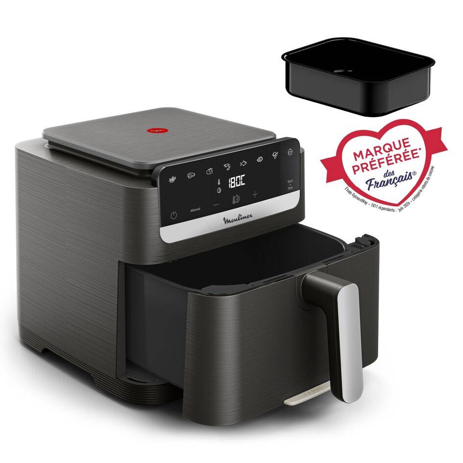 Easy Fry Compact, Air fryer, Capacité XL 7,5&nbsp;L, Façade amovible, Genius system, Design compact, moule, gris