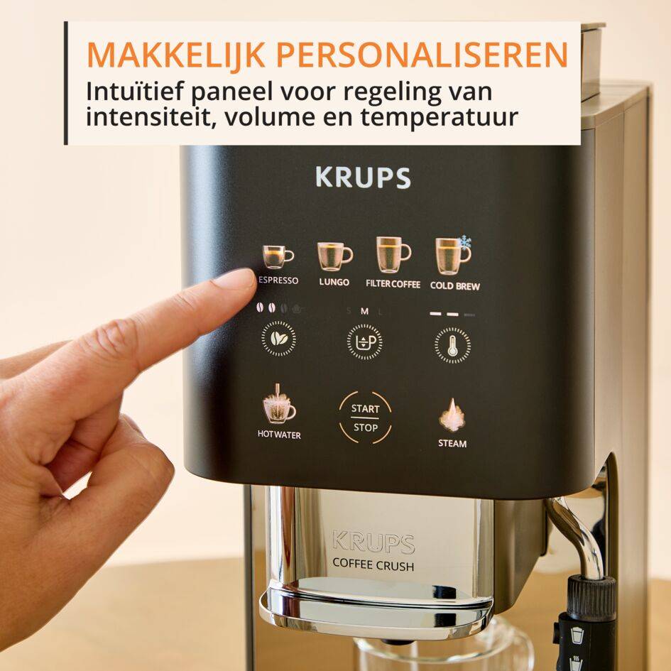 Coffee Crush Experience SA403BE0 Volautomatische espressotoestel – Compact ontwerp – Cold brew en stoompijpje 