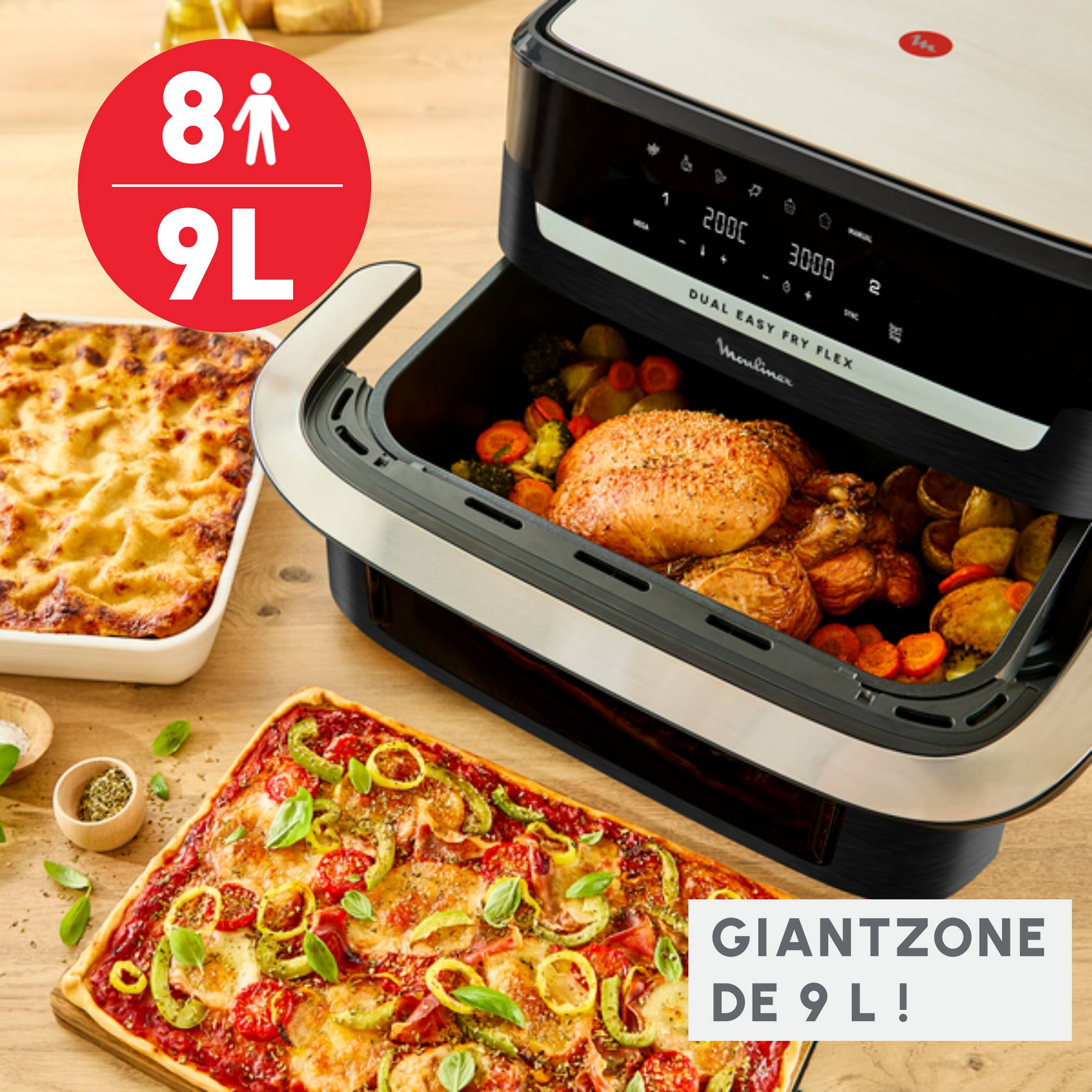 Dual Easy Fry Flex EZ9228F0  Air Fryer Flex - 7 programmes - 9L