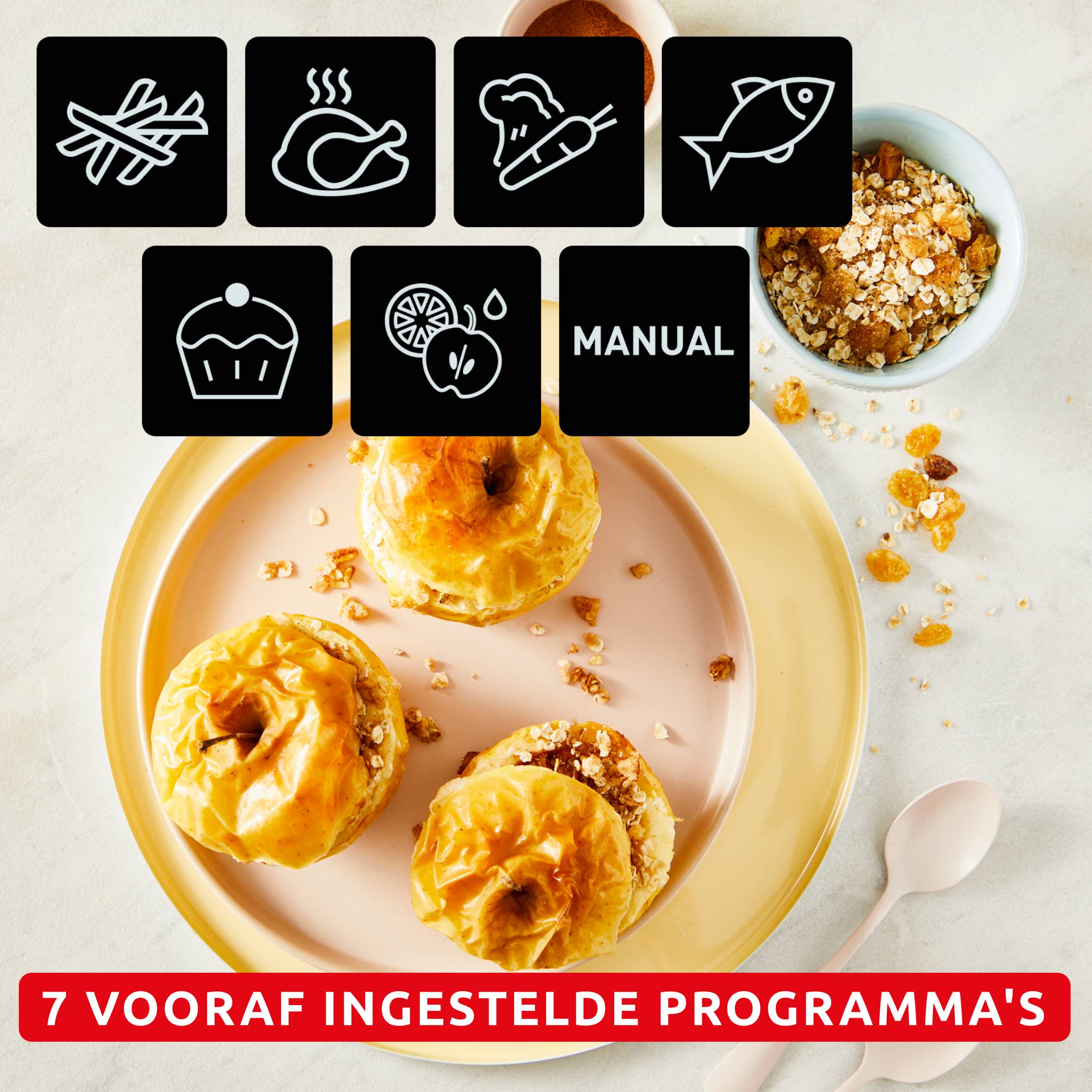 Dual Easy Fry EZ901AF0 Airfryer – 6 programma’s – 8 L – Speciale Ivoor Collectie