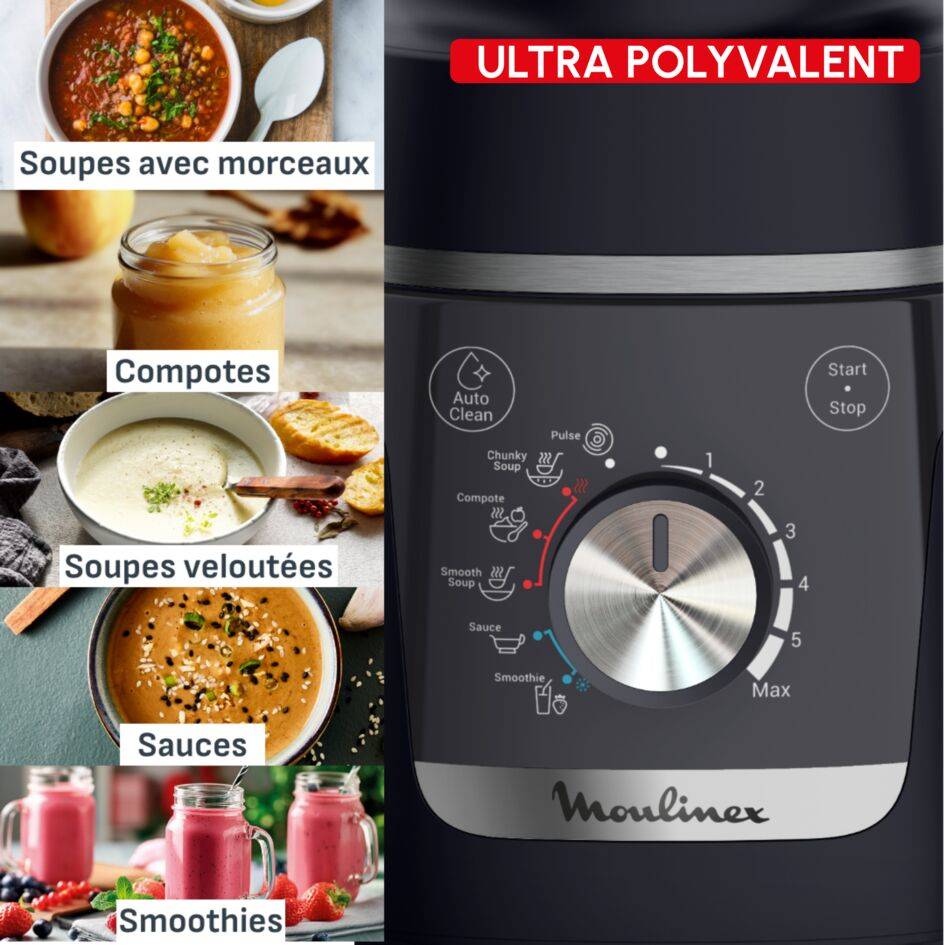 Blendforce Cook, Blender chauffant, 5&nbsp;programmes automatiques, 6&nbsp;vitesses + Pulse