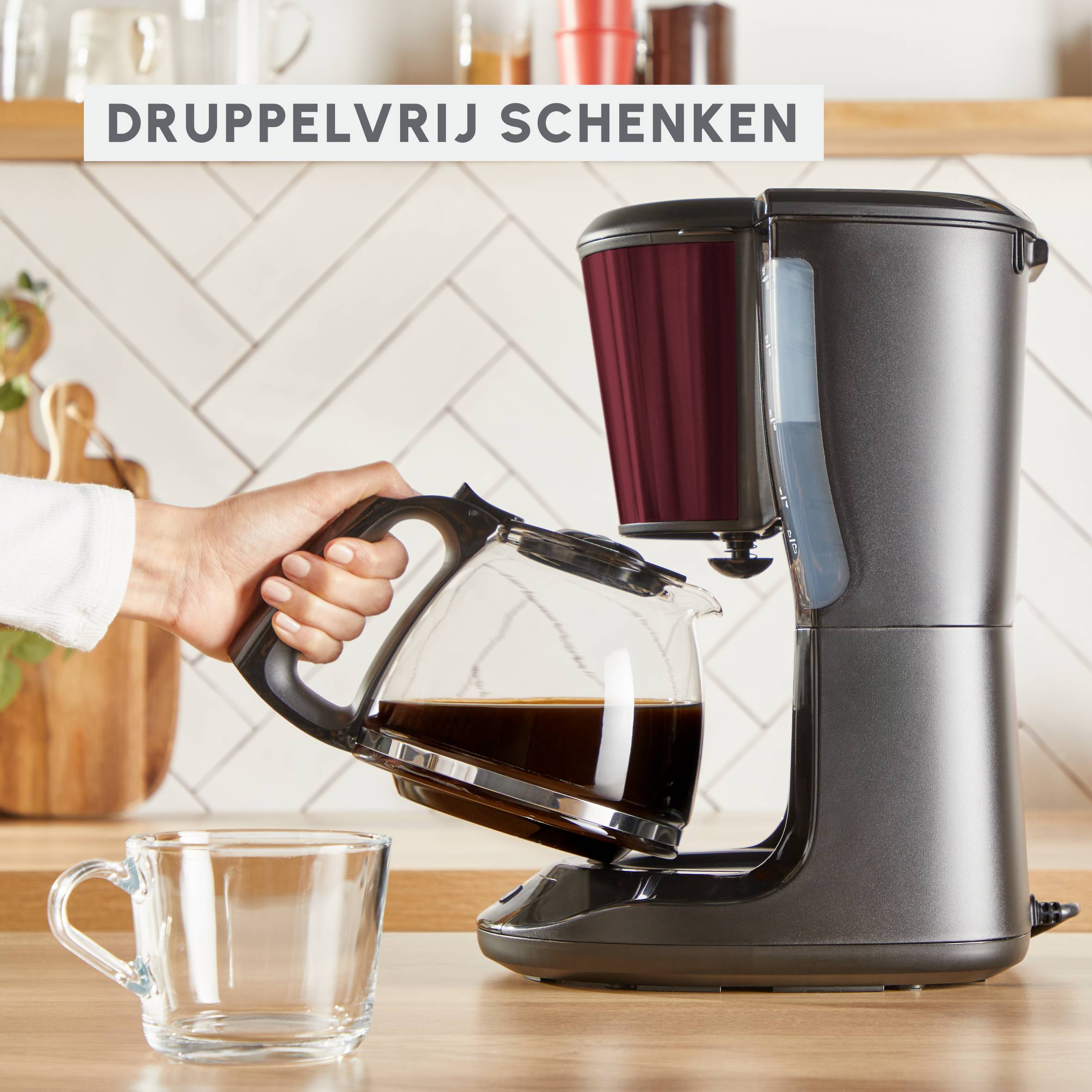 Subito, filterkoffiezetapparaat, optionele warmhoudfunctie, modern ontwerp, zwart en tannine