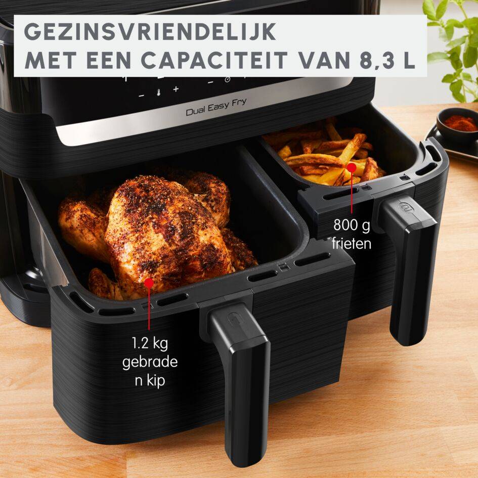 Dual Easy Fry, Heteluchtfriteuse, 8.3 L, Twee lades