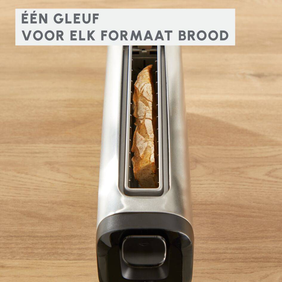 Subito, broodrooster met lange sleuven, sneller roosteren, energiebesparend, zwart en inox