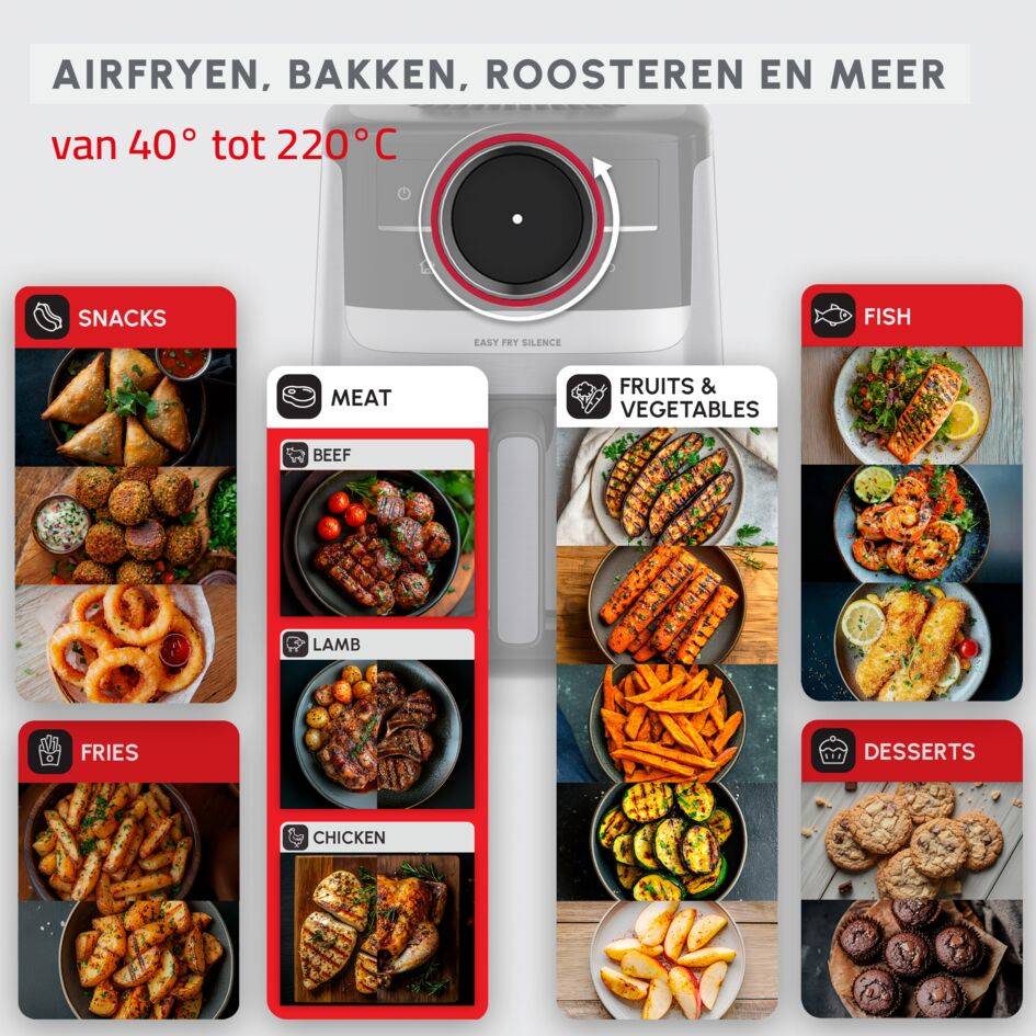 Easy Fry Silence EZ5728F0 Air fryer - Smart Assist - 5L - Stille technologie
