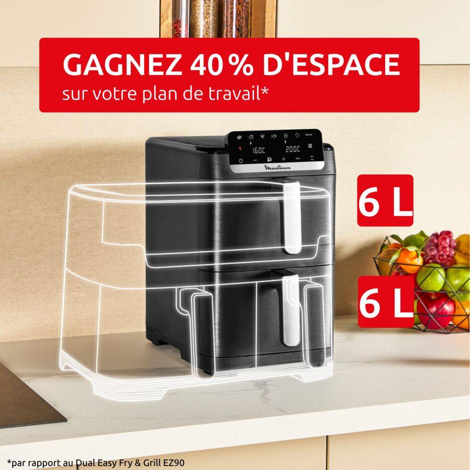 Dual Easy Fry Crispy Stack EZ7528F0 Air fryer Vertical - 8 programmes - 6L + 4L