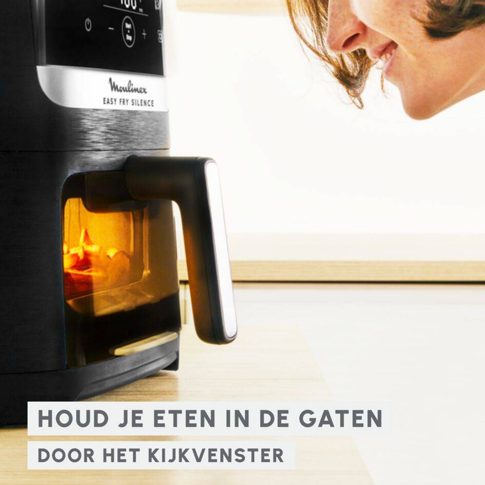 Easy Fry Silence met kijkvenster, air fryer, 5 L, stille technologie, zwart