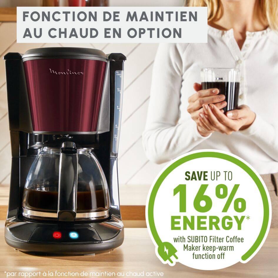 Subito, Cafetière filtre Moulinex noire finition inox rouge