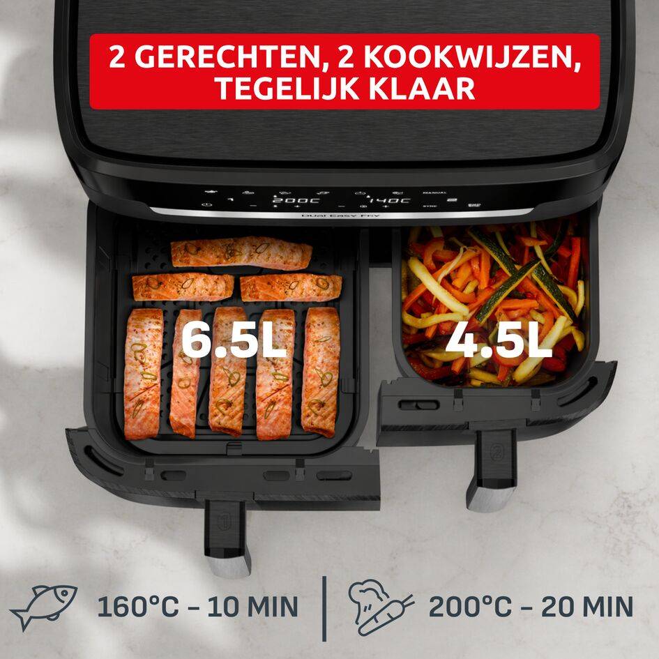 Ever Fry XXL Dual, dubbele airfryer, gesynchroniseerd bakken, inhoud van 11L
