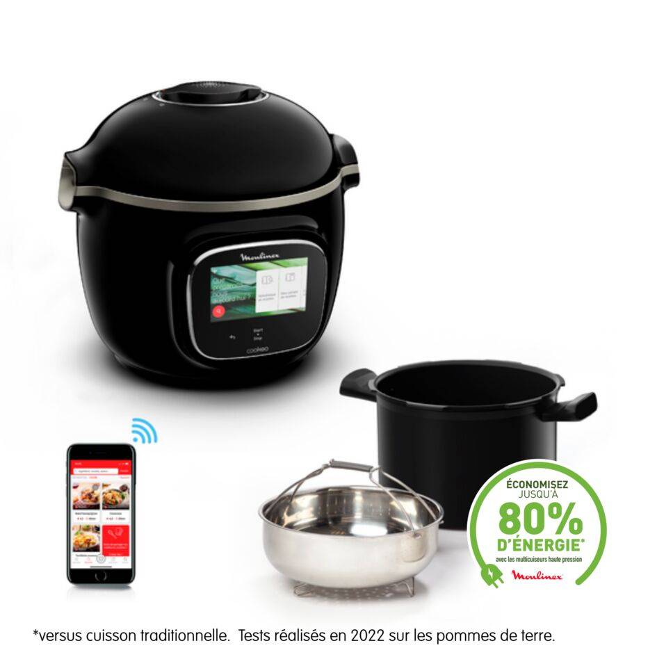 Cookeo Touch Wifi CE902800 Multicuiseur intelligent haute pression - 13 programmes - Recettes illimitées - Connecté